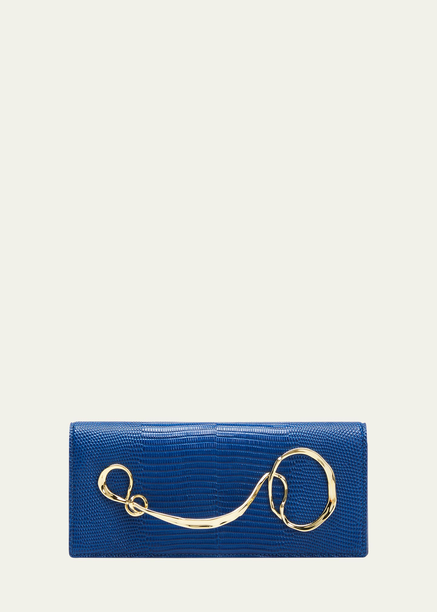 Alexis Bittar Twisted Lizard-embossed Clutch Bag In Cobalt
