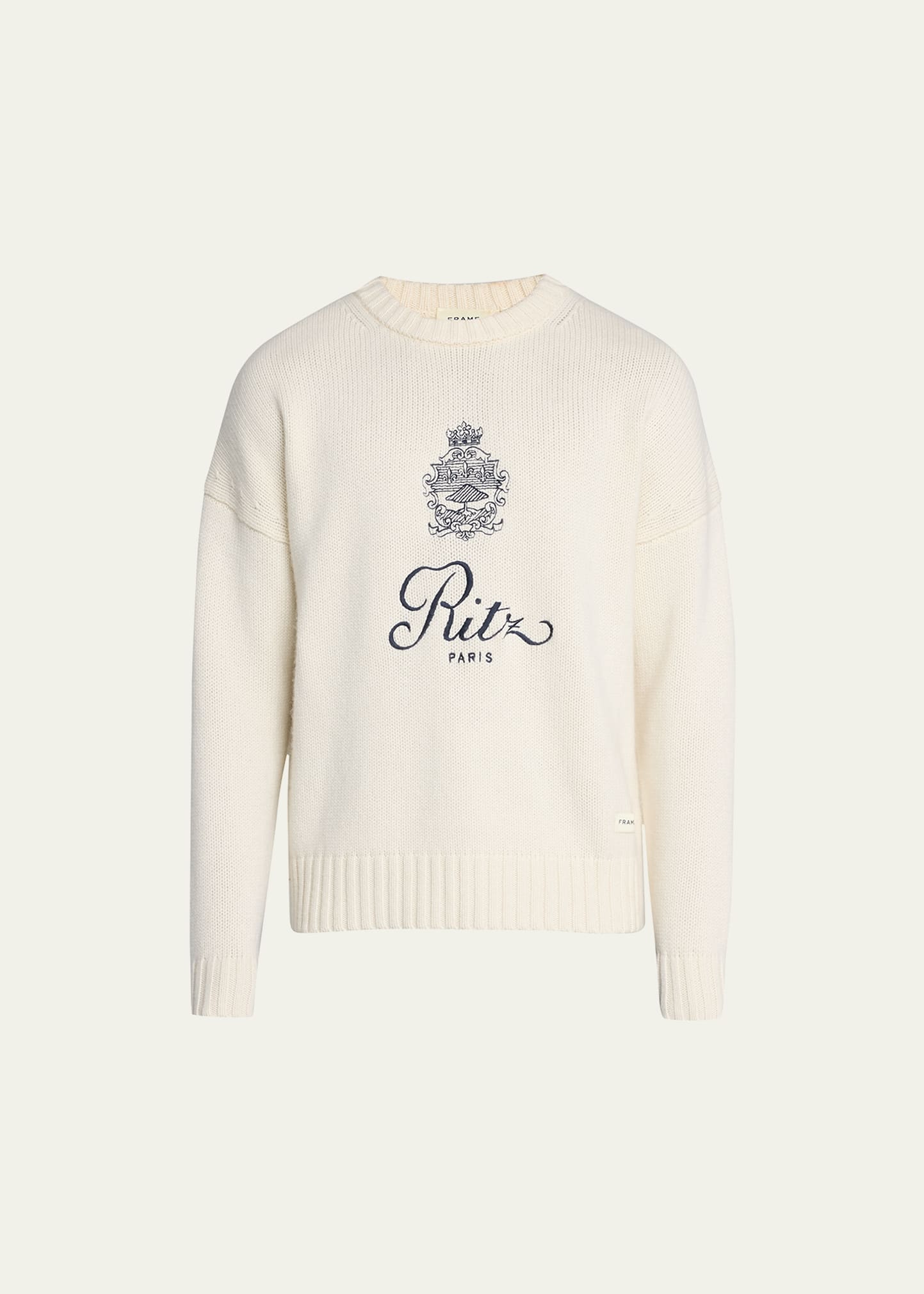 Shop Frame Men's Cashmere Crest Sweater In Off White