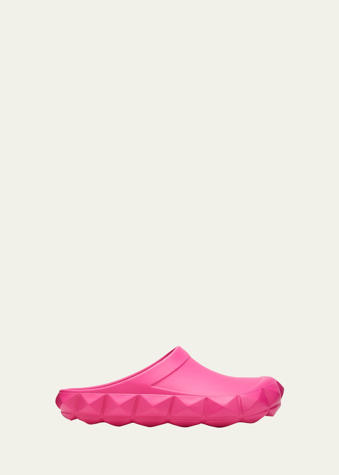 Valentino Roman Stud Turtle Rubber Mules In Disco Pink
