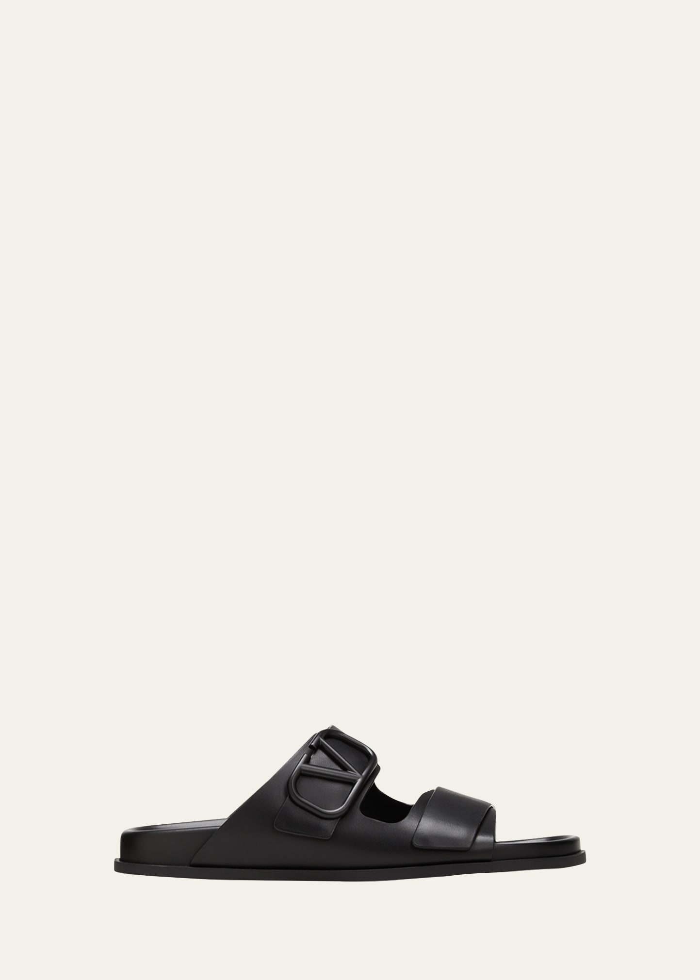 Valentino Garavani logo-plaque calf-leather sandals - Black