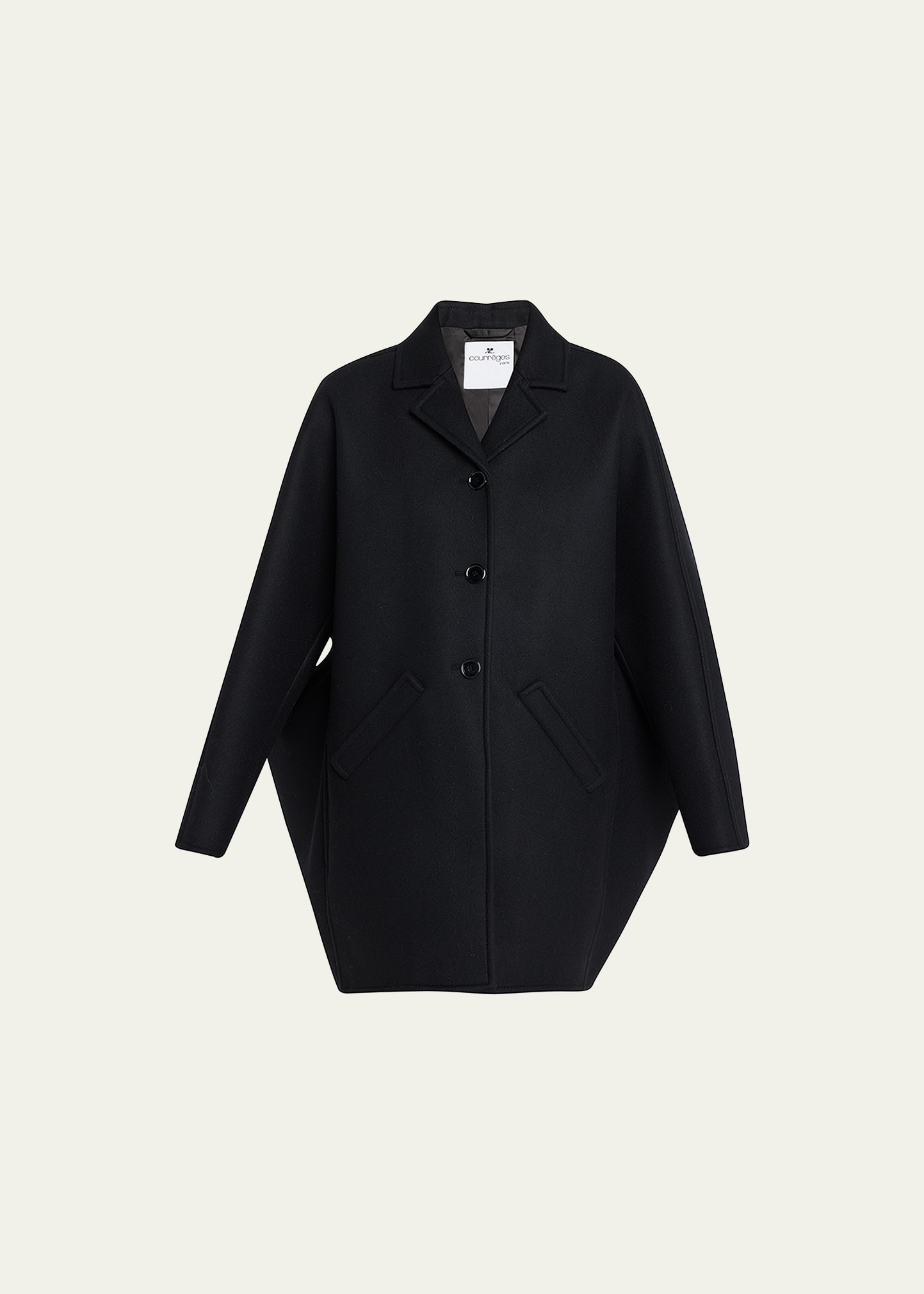 Courrèges Prism Wool Short Coat In Black