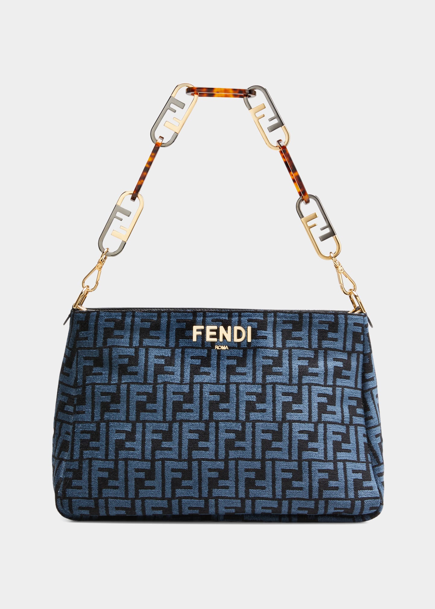 Fendi O'Lock FF Chenille Zip Shoulder Bag