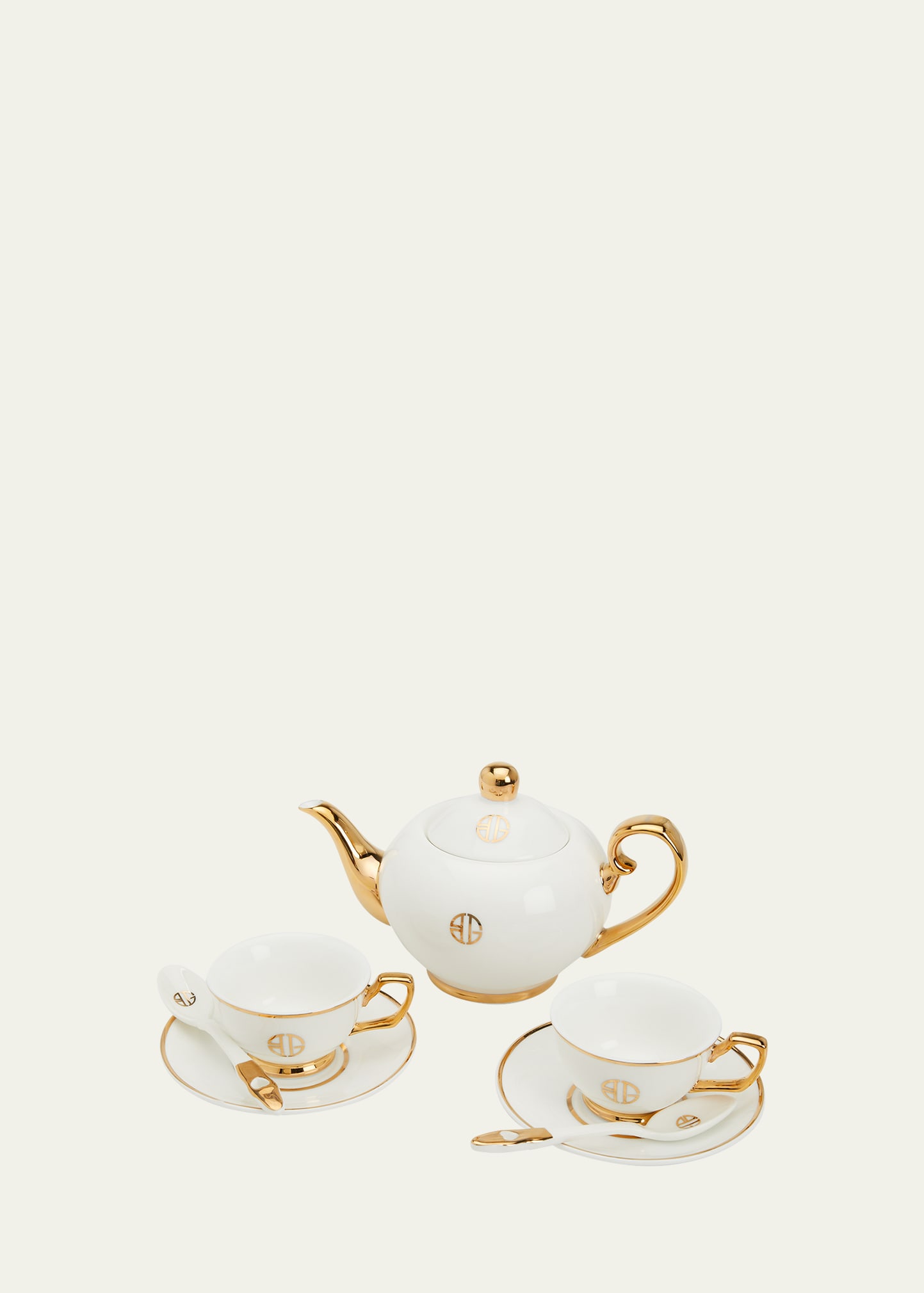Gold-Trimmed 7-Piece Tea Set