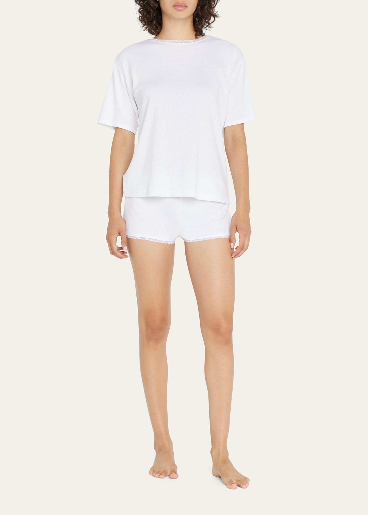 Antonella Pointelle Lace-Trim Shorts