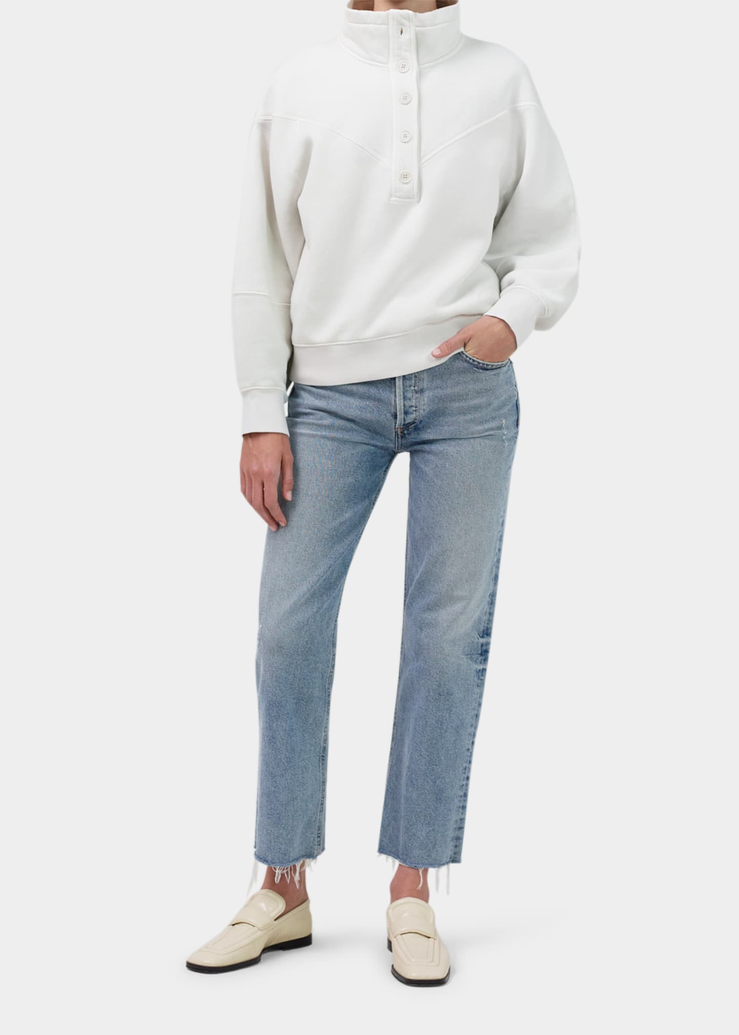 Citizens of Humanity Florence Wide-Straight Cropped Jeans with Raw Hem
