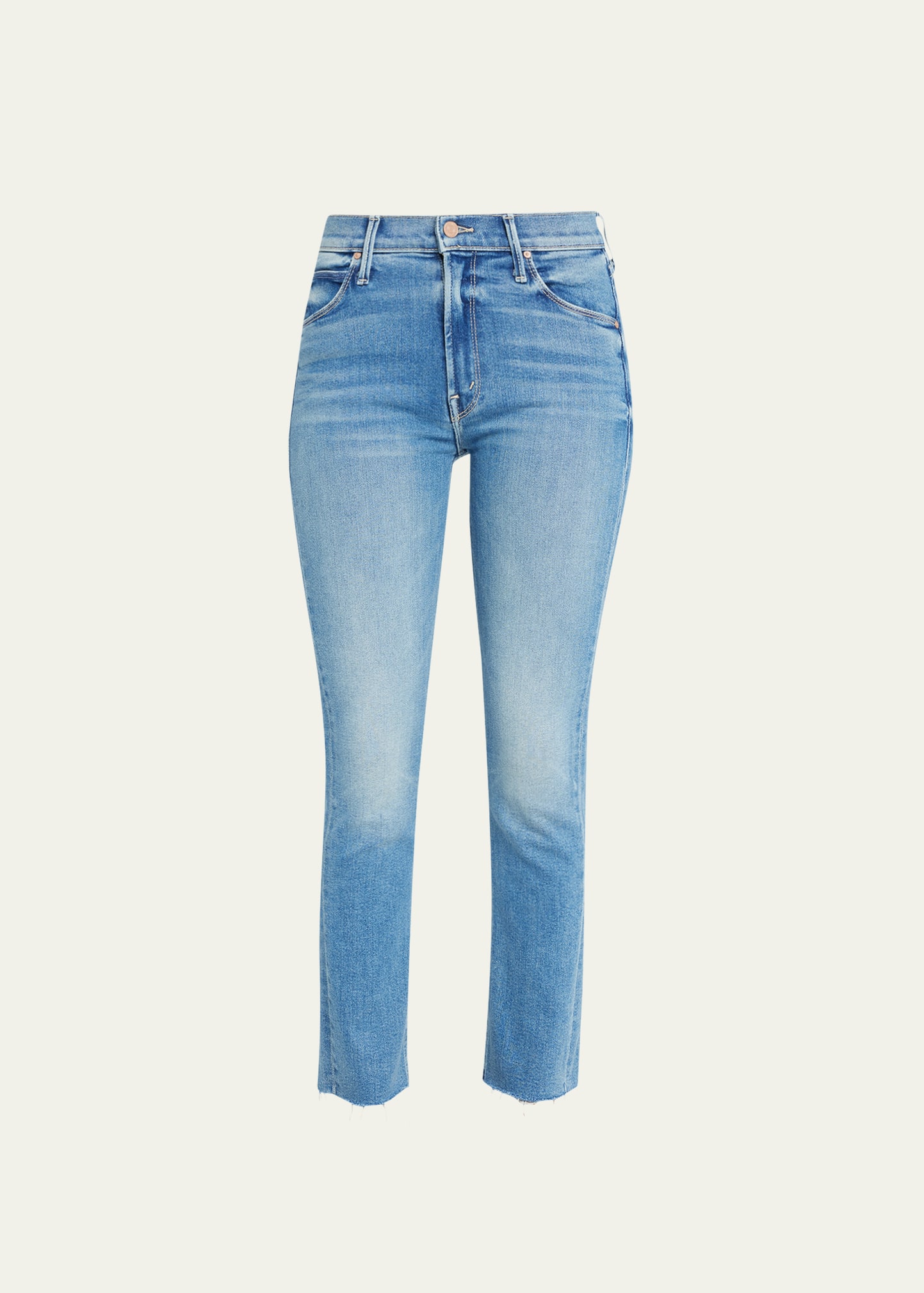 Shop Mother The Dazzler Ankle Fray Cropped Straight Jeans In Riding Cliffside
