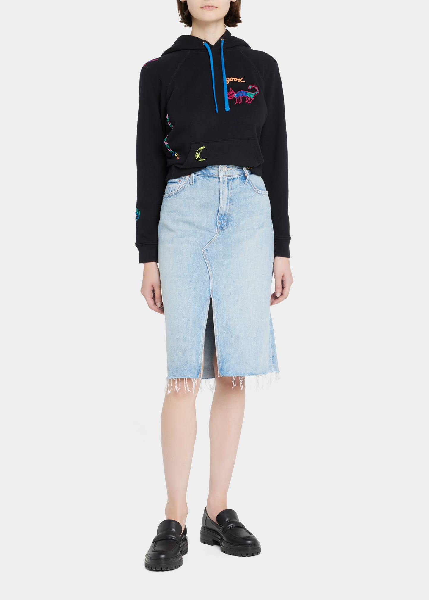 MOTHER The Ditcher Frayed Denim Midi Skirt | Smart Closet