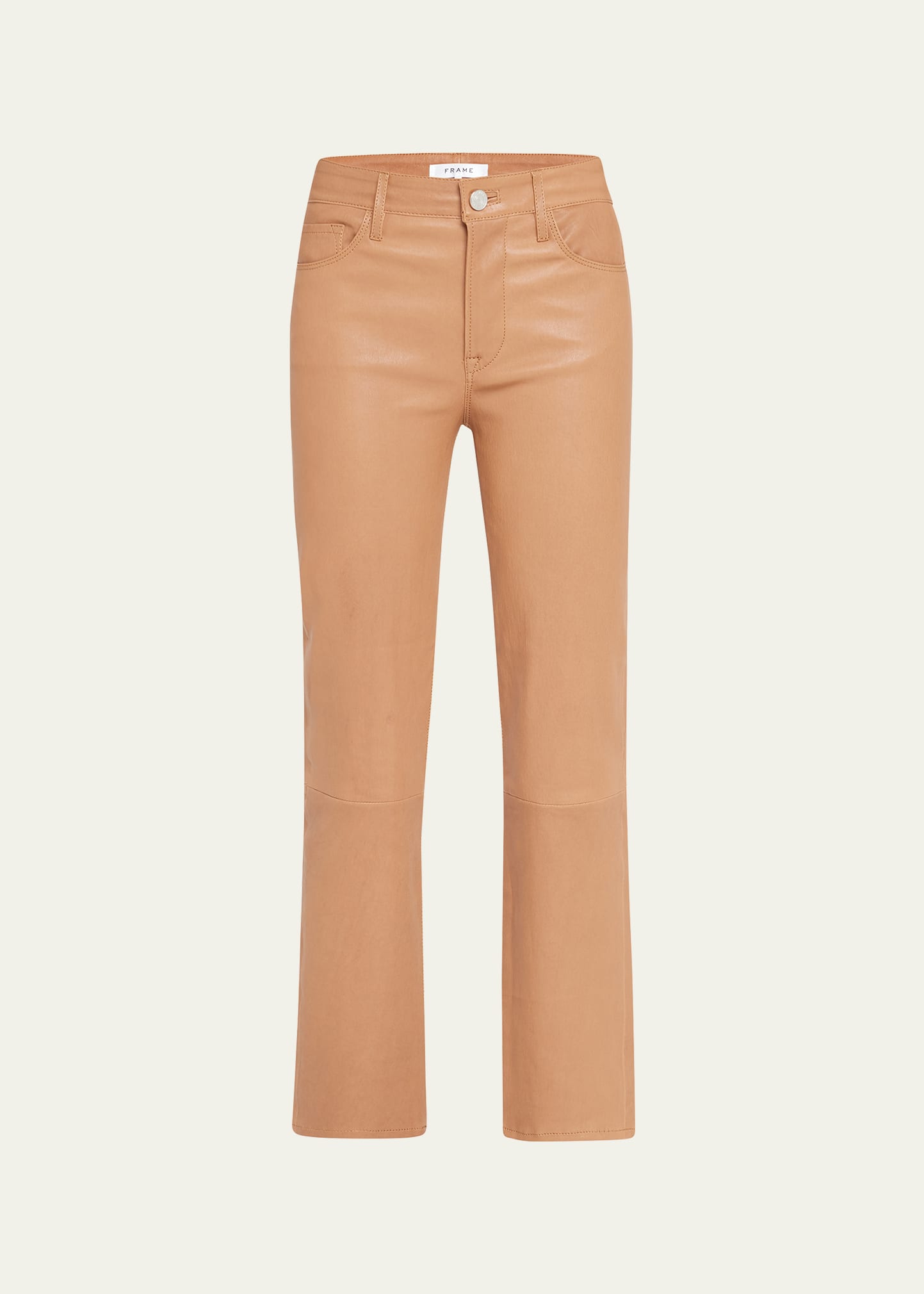 FRAME LE HIGH STRAIGHT CROPPED STRAIGHT LEATHER PANTS