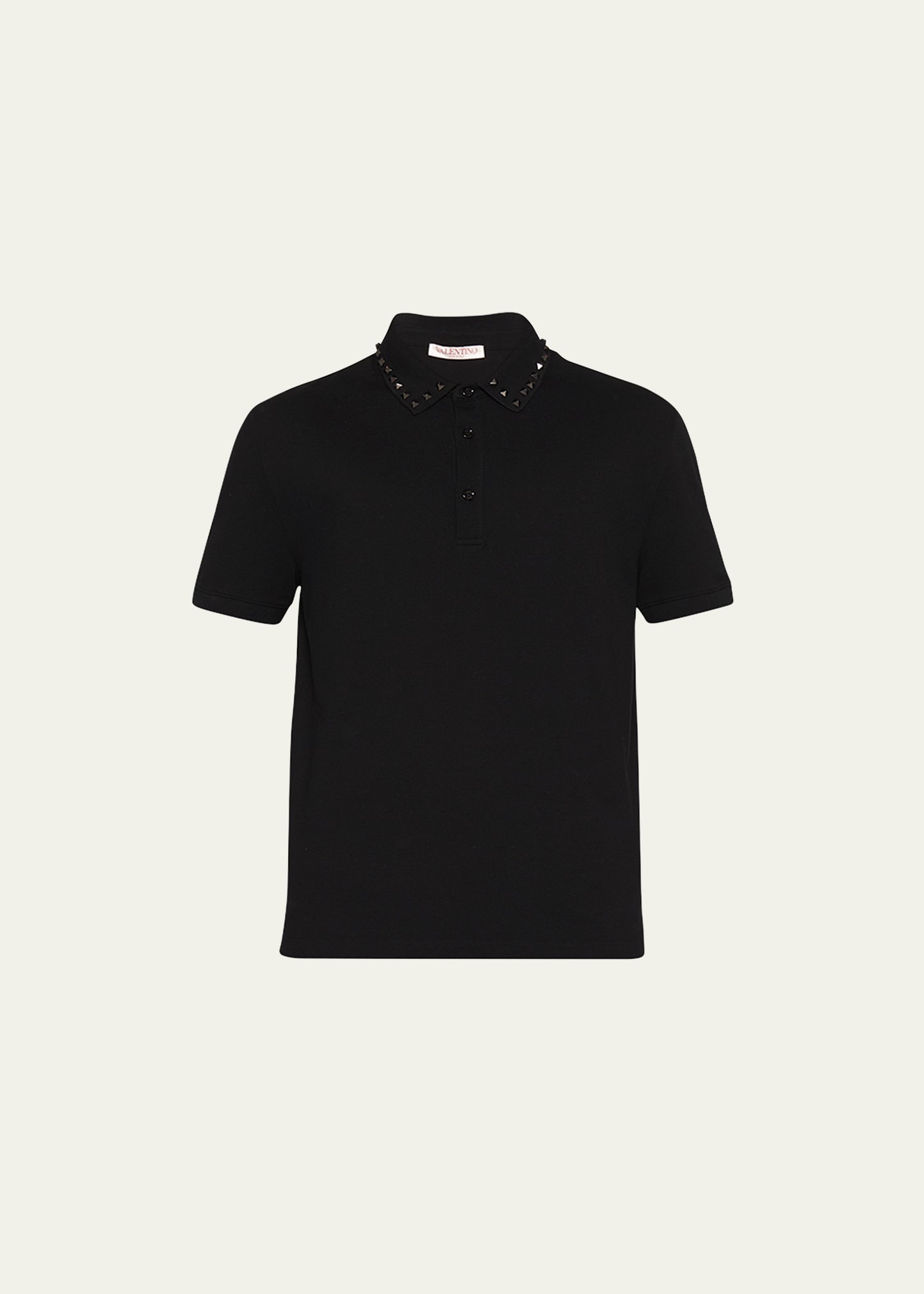 Valentino Men's Tonal Rockstud Jersey Polo Shirt In Black