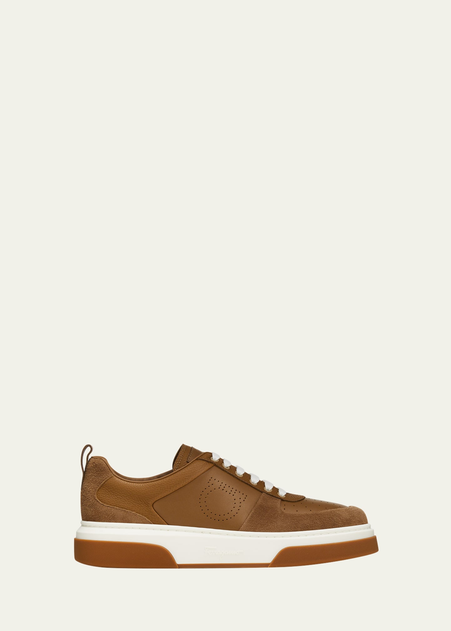 Salvatore Ferragamo Men's Cassina Gancio Leather and Suede Sneakers