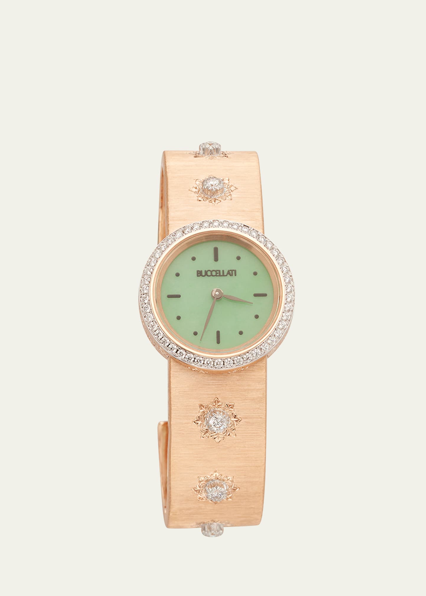 Buccellati Macri 18k Pink Gold, Jade and Diamond Watch
