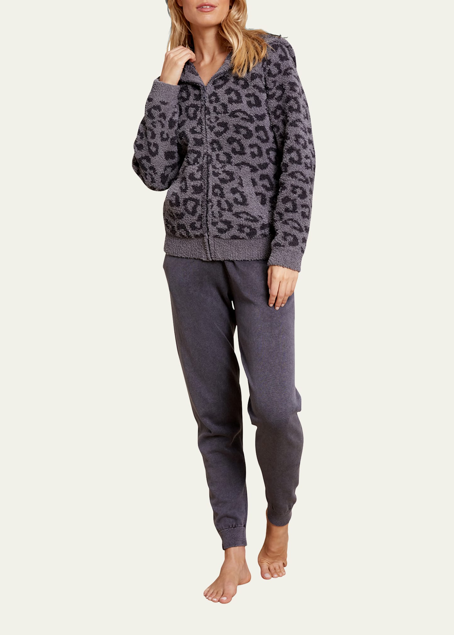 Barefoot Dreams Cozychic Barefoot In The Wild Hoodie In Graphite/carbon
