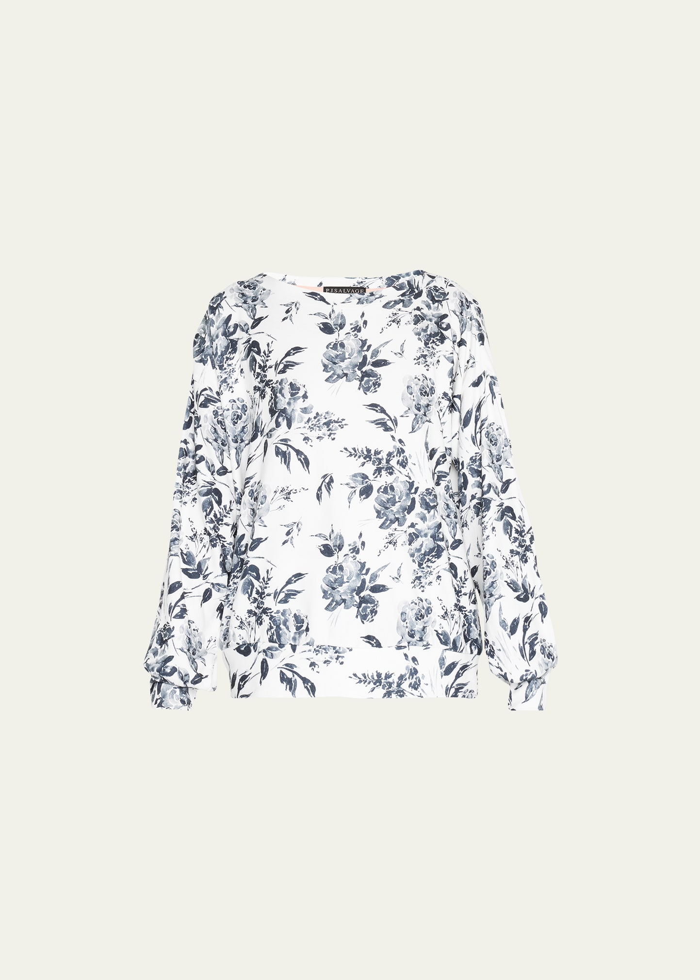 Pj Salvage Black Rose Floral-print Crewneck Sweatshirt In Ivory