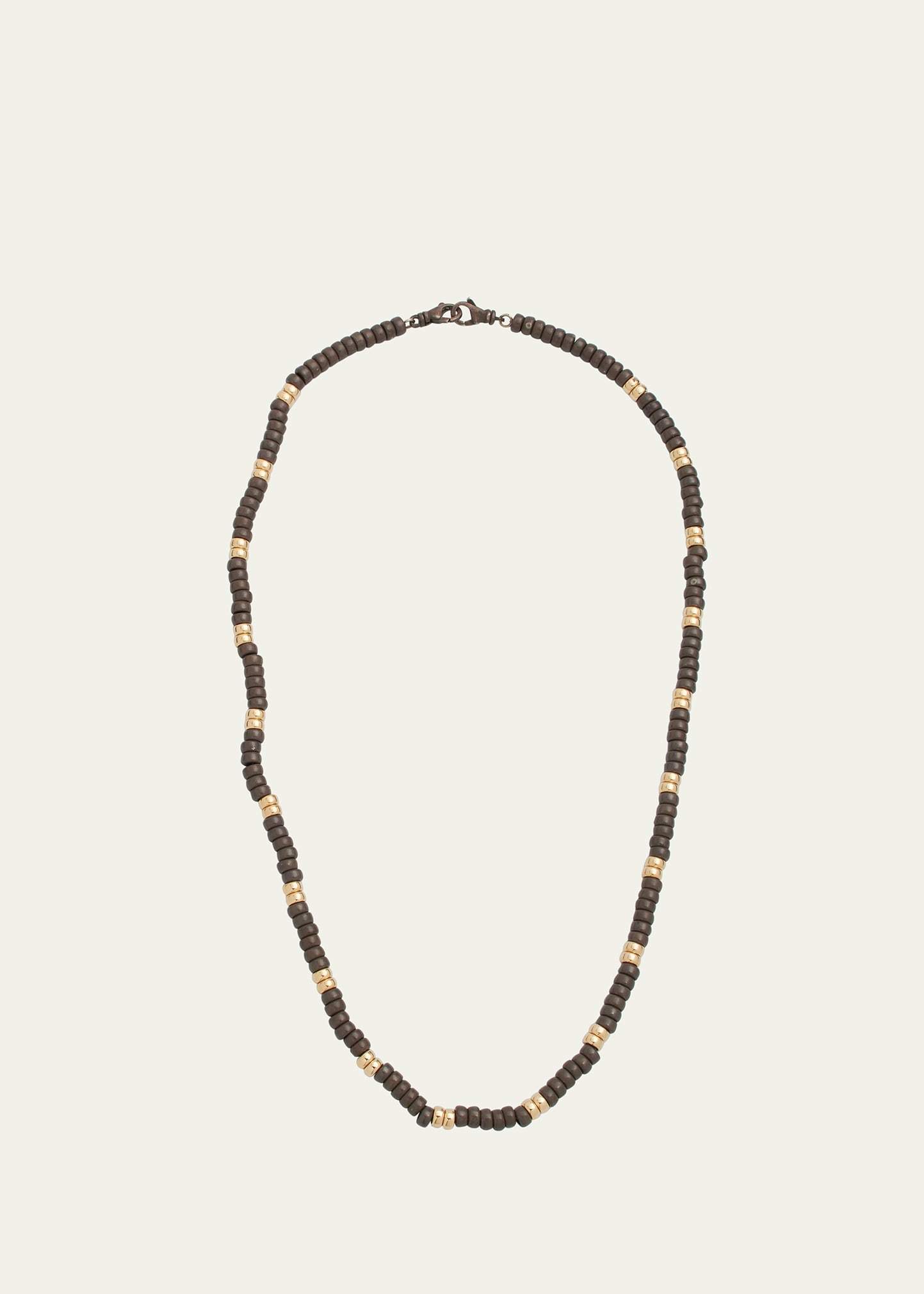 Lois Sasson Design Men's 14k Yellow Gold Blackened Sterling Silver Beaded Necklace