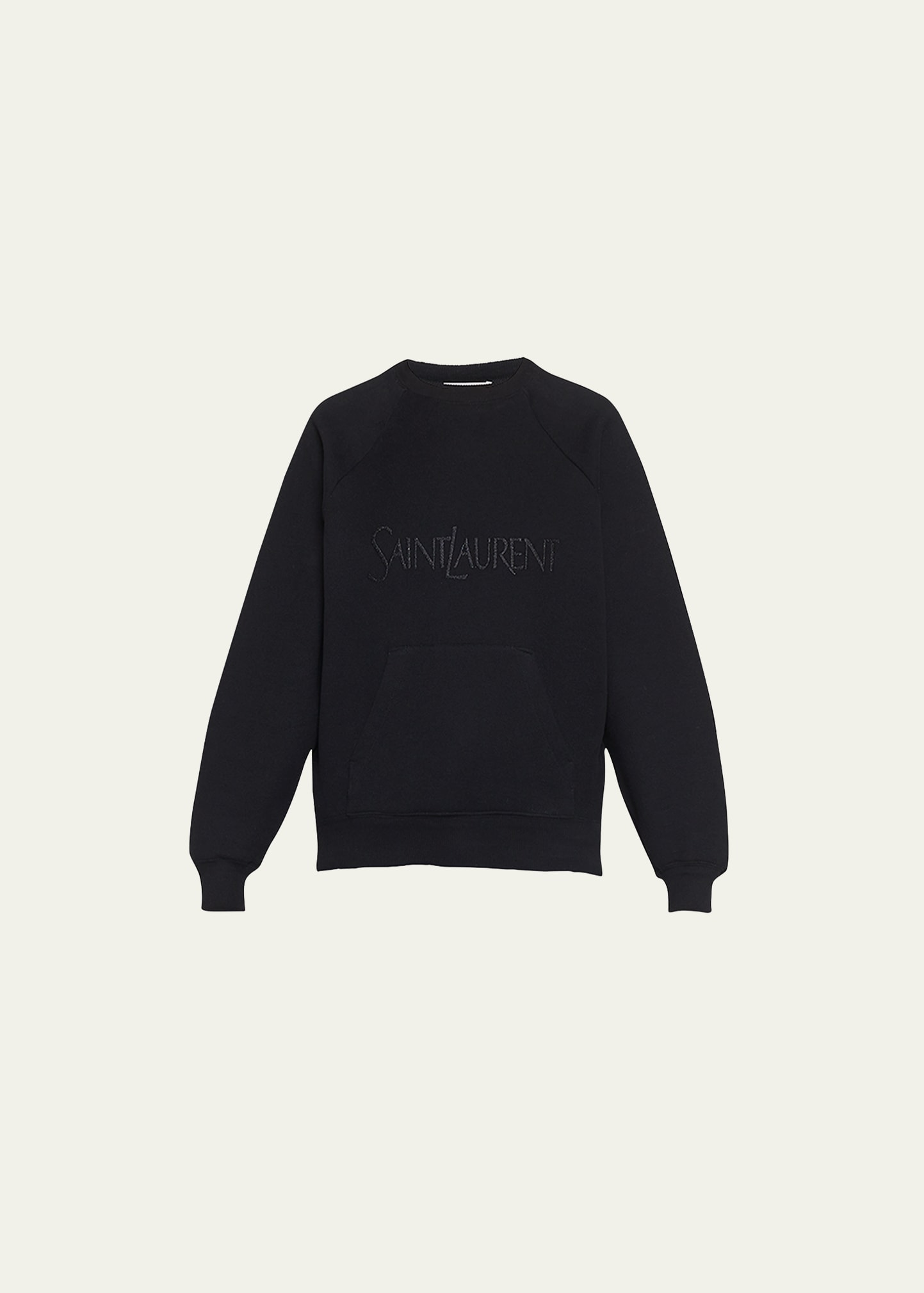 Saint Laurent Embroidered Logo Crew-neck Sweatshirt In Black