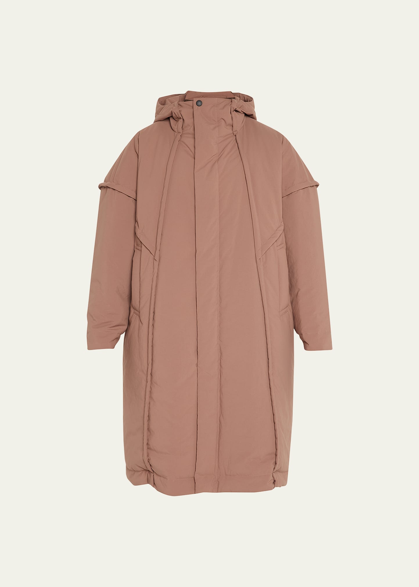 Issey Miyake Frame Hooded Padded Coat In Brown