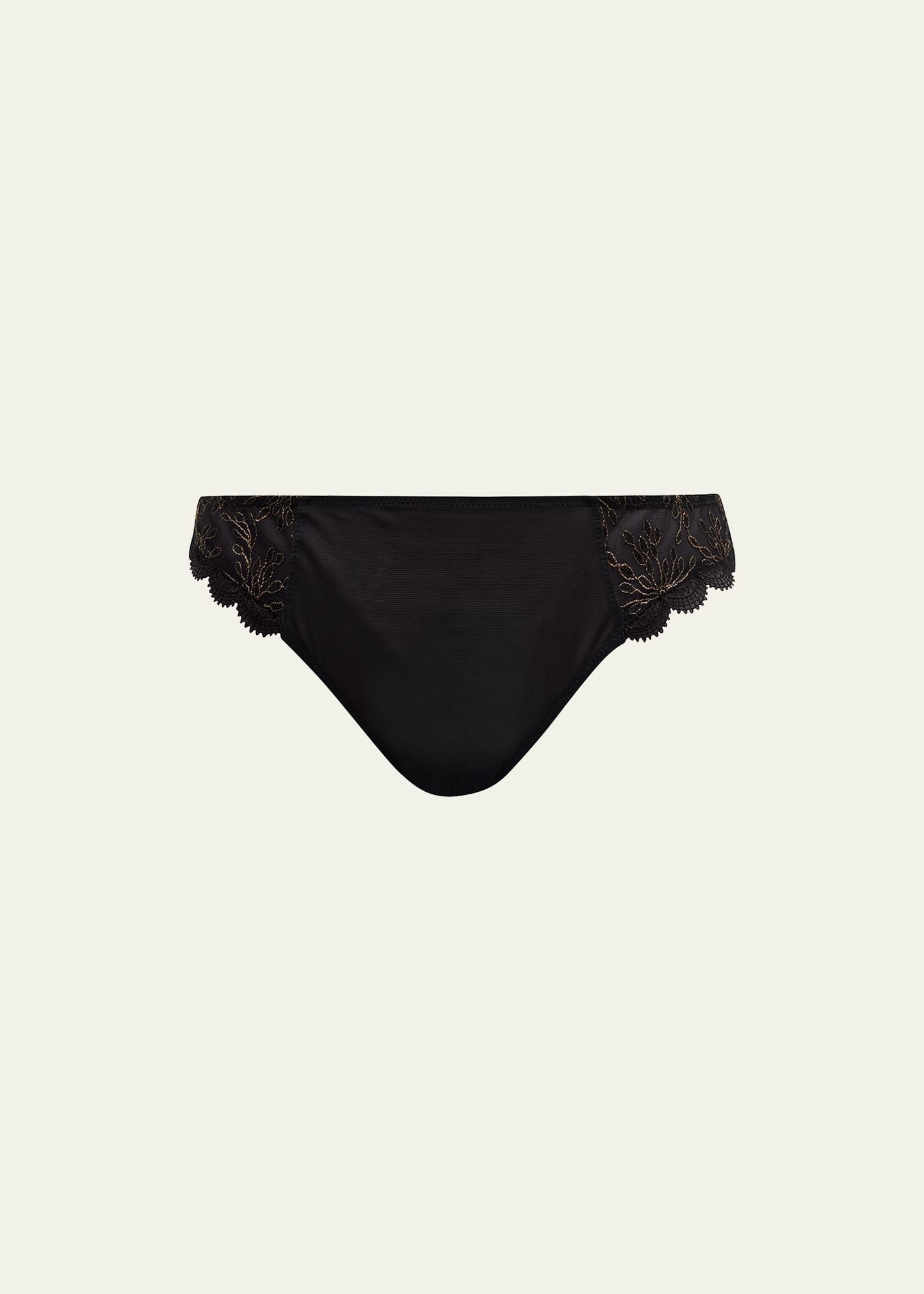 Shop Simone Perele Singuliere Embroidered Tulle Tanga In Midnight
