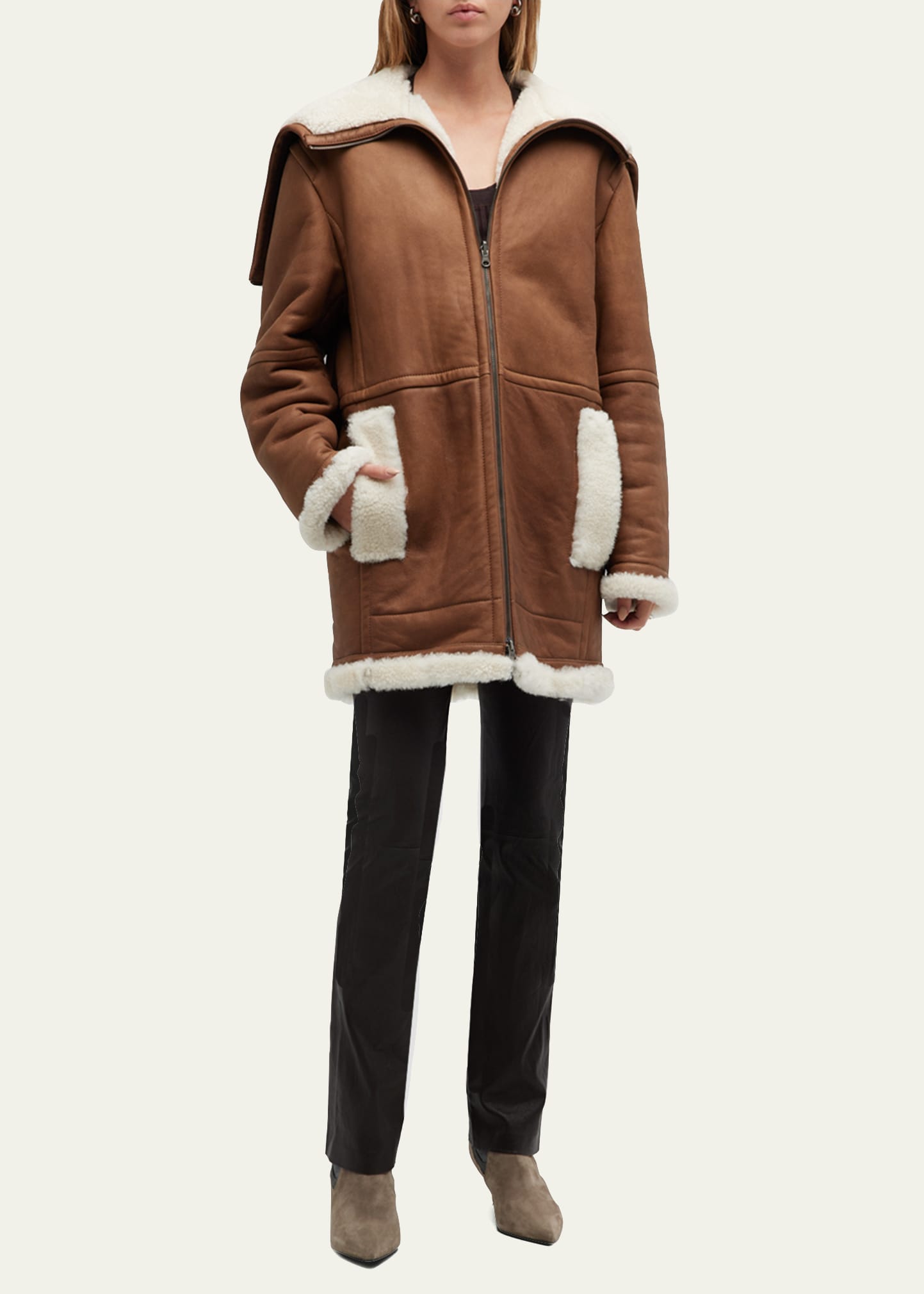 Vince Reversible Shearling Flight Jacket In Pearl Mojave