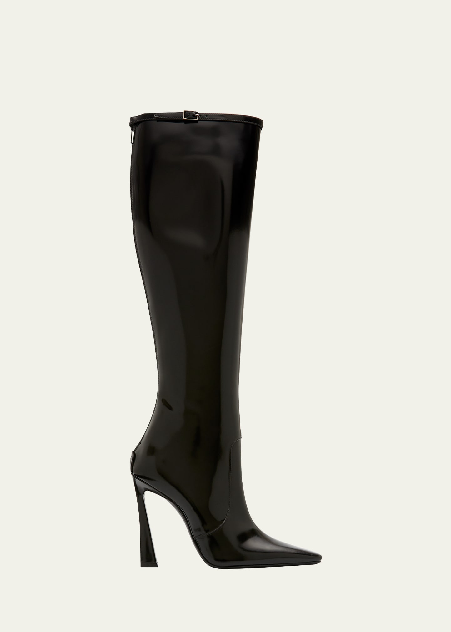 Saint Laurent 68 110 Patent Knee-high Boot In Nero - 1000