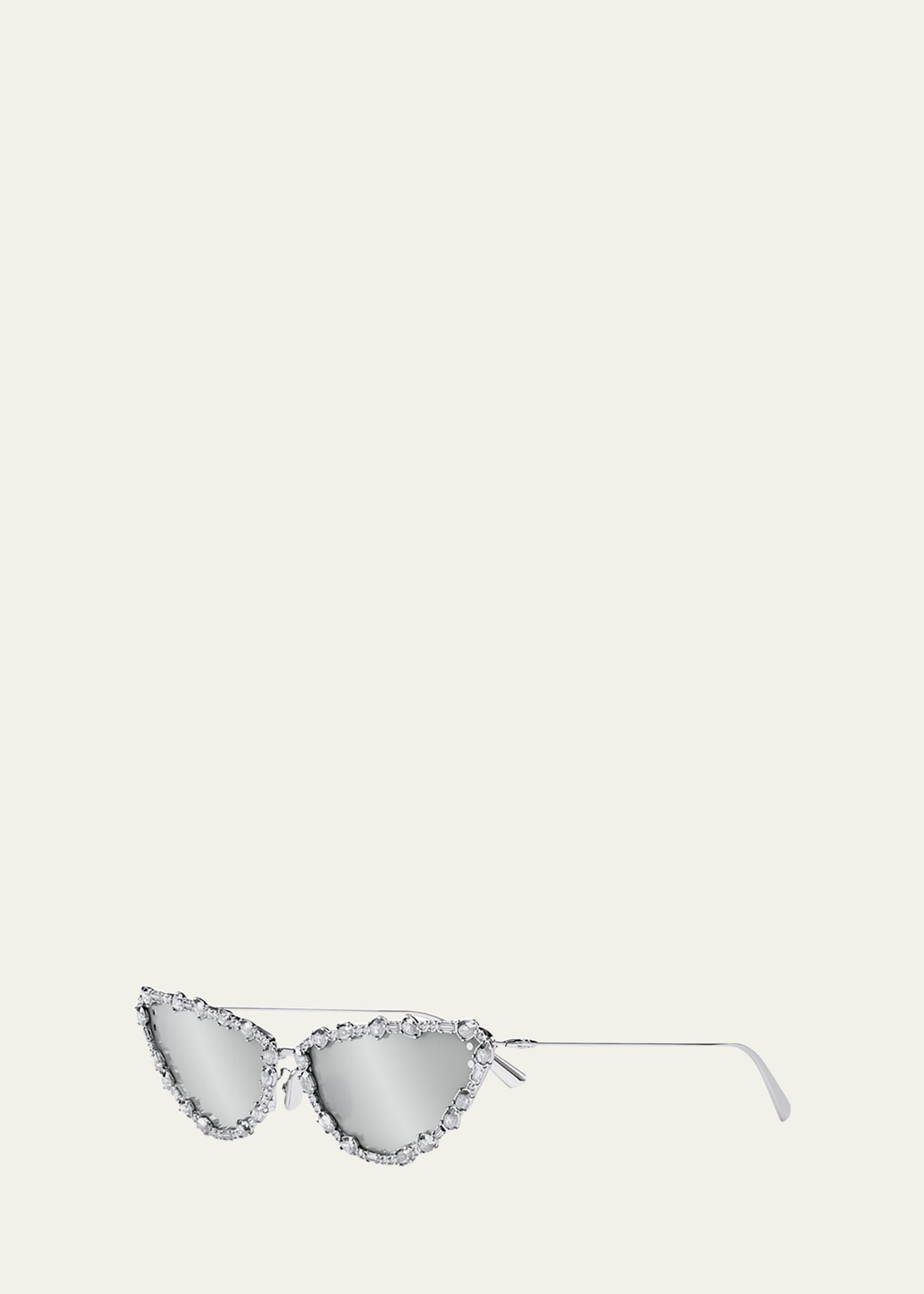Dior Miss Cat-eye Crystal-embellished Silver-tone Sunglasses In Shiny Palladium