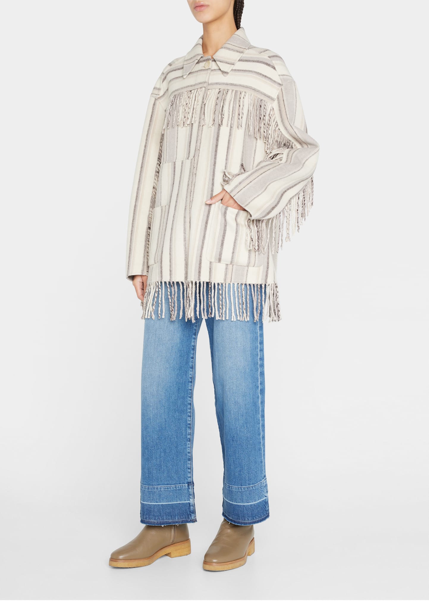 Pierre Double-Face Wool-Blend Fringe Shirt Jacket