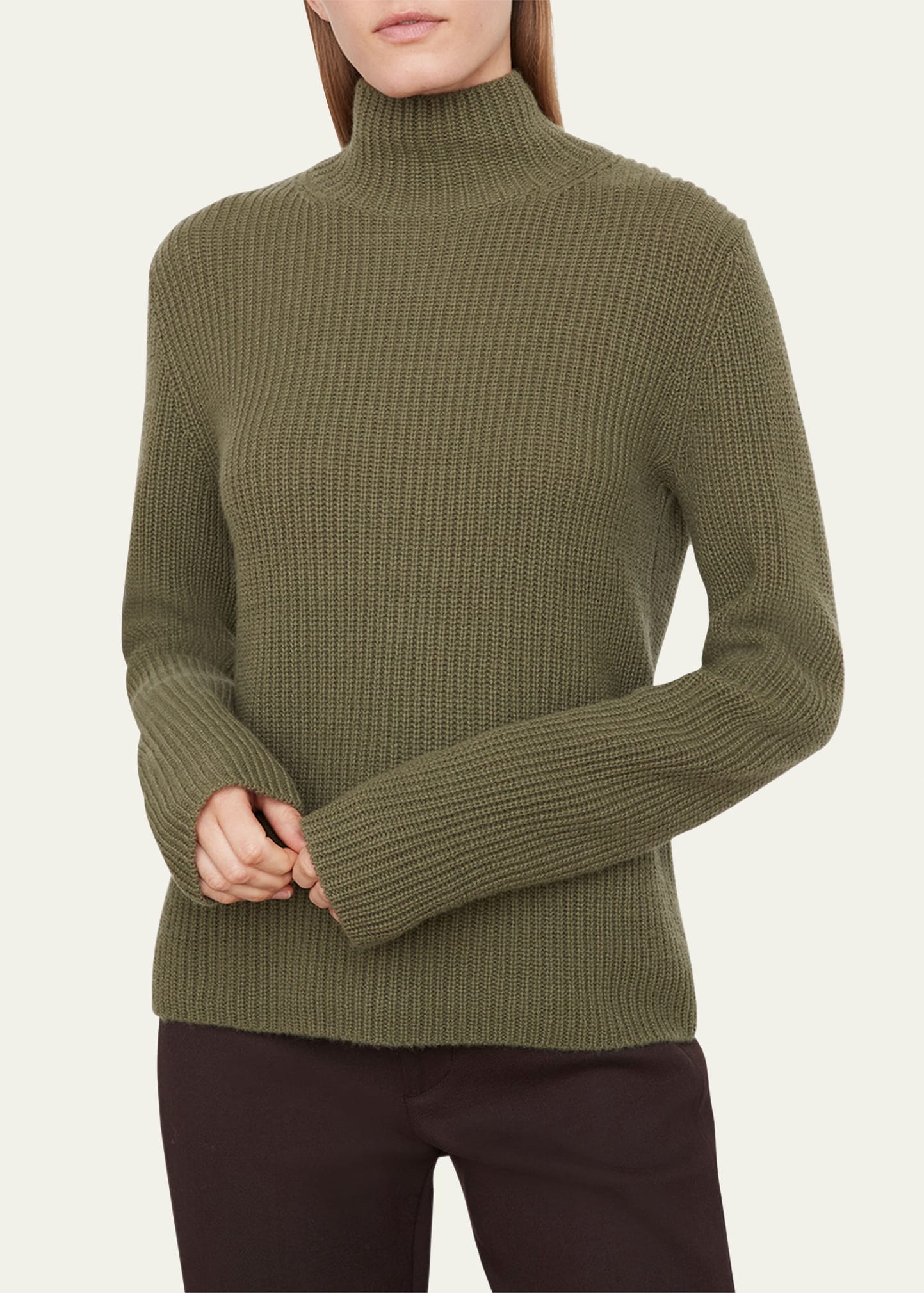 Vince Shaker Stitch Turtleneck Sweater In Bay Leaf