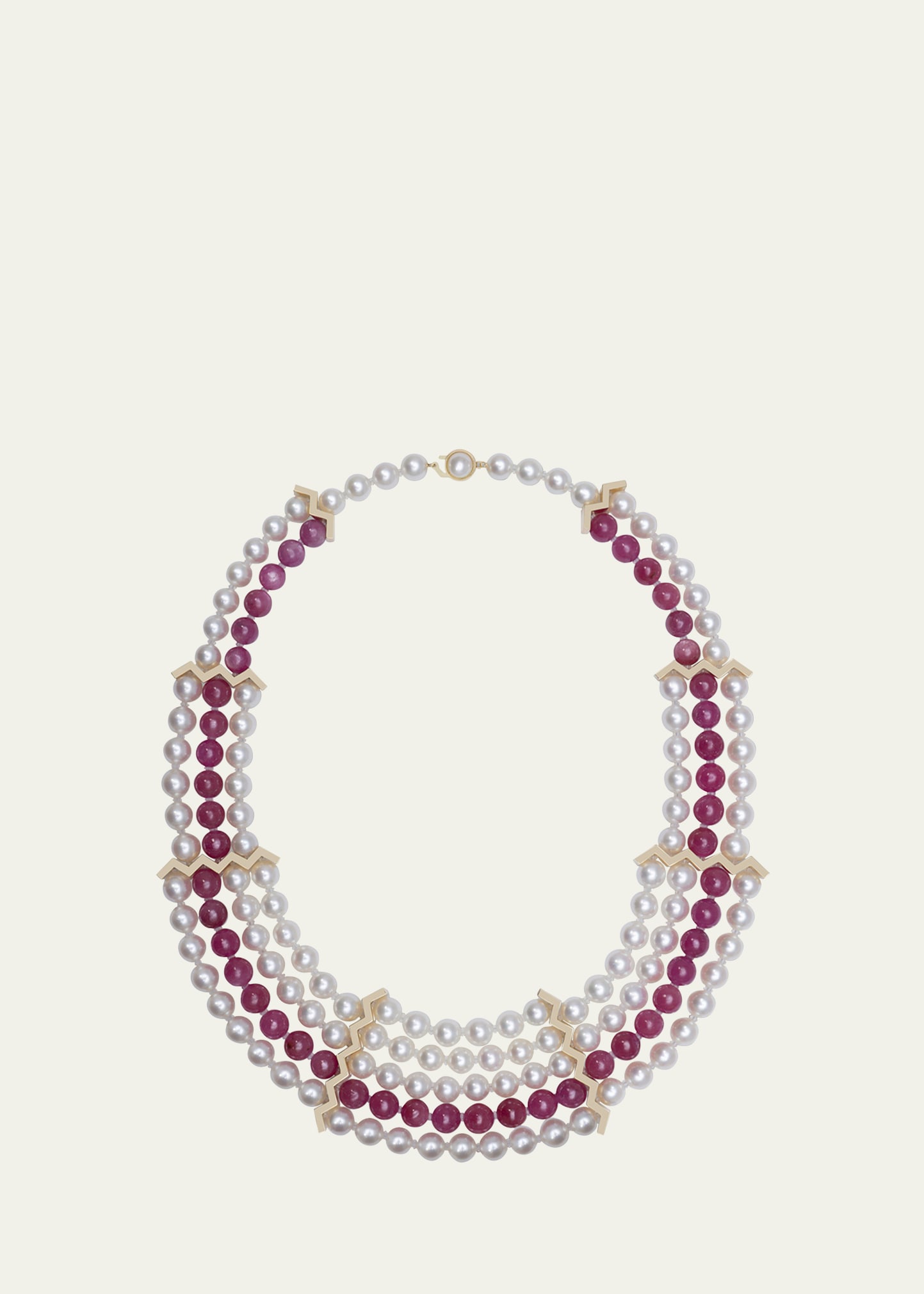 Modular Necklace in Pink Sapphire and Akoya Pearls