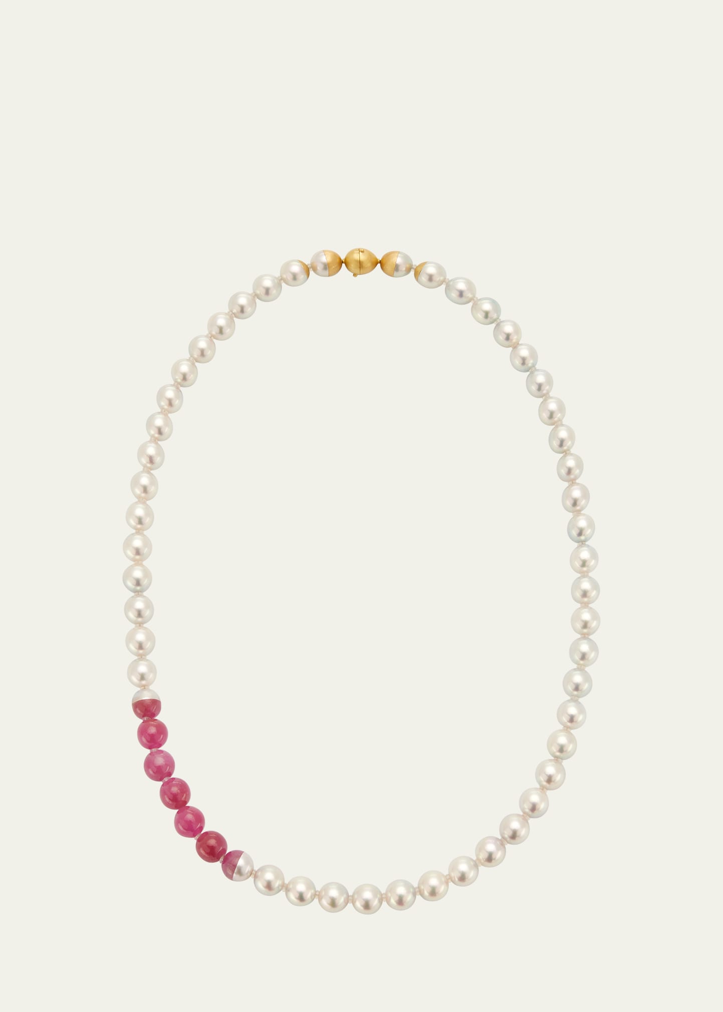 Sectional Pearl Necklace with Pink Sapphires