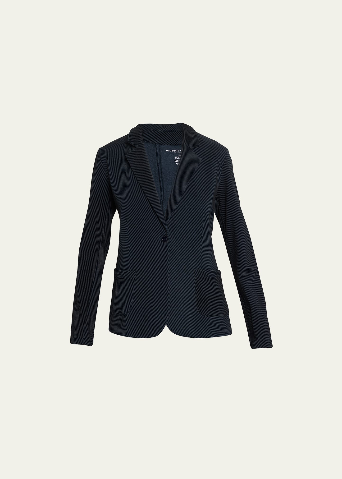 French Terry Ribbed Single-Button Blazer