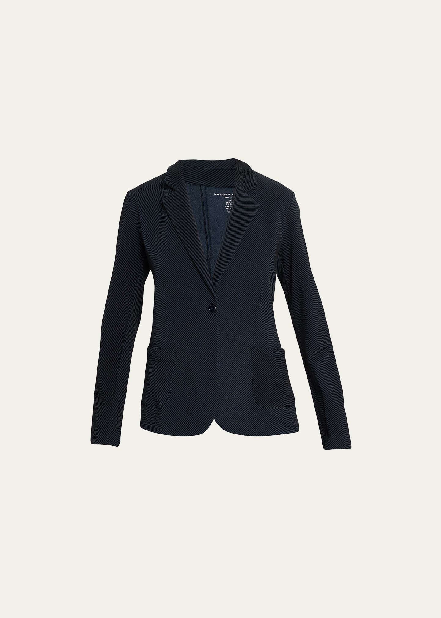 MAJESTIC FRENCH TERRY RIBBED SINGLE-BUTTON BLAZER