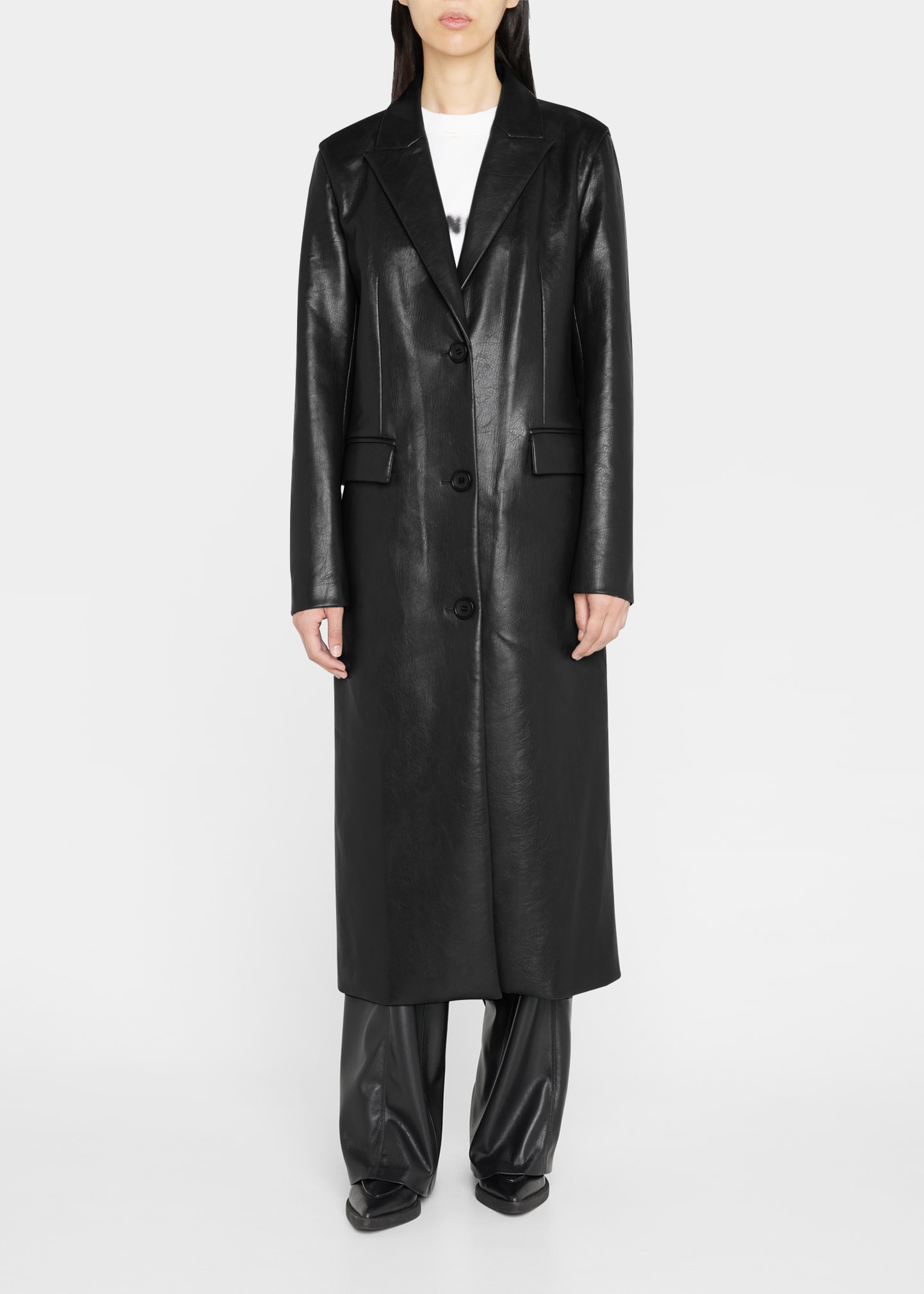 Zoie Faux Leather Long Coat