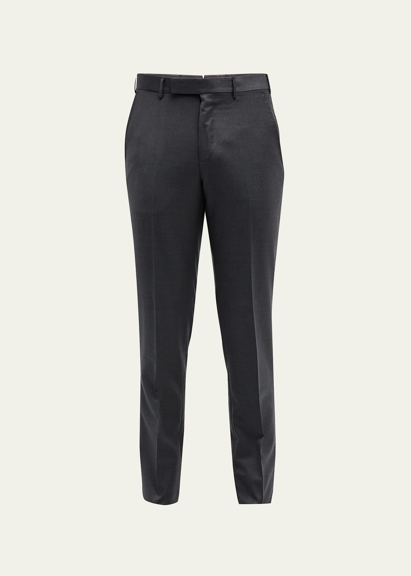 Zegna Wool-mohair Tailored Trousers In Dark Grey Solid