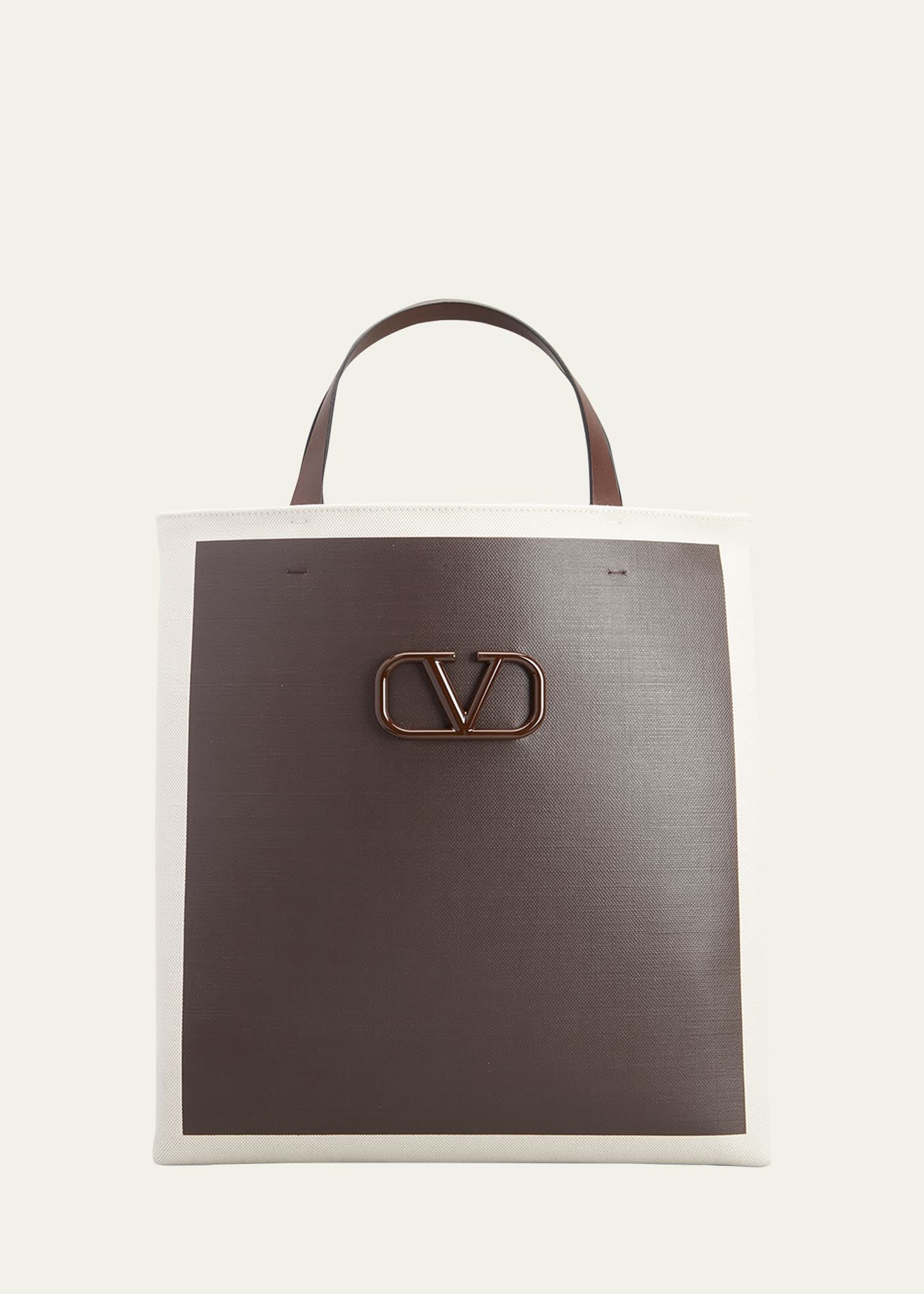 Men's V-Logo Bicolor Canvas Tote Bag