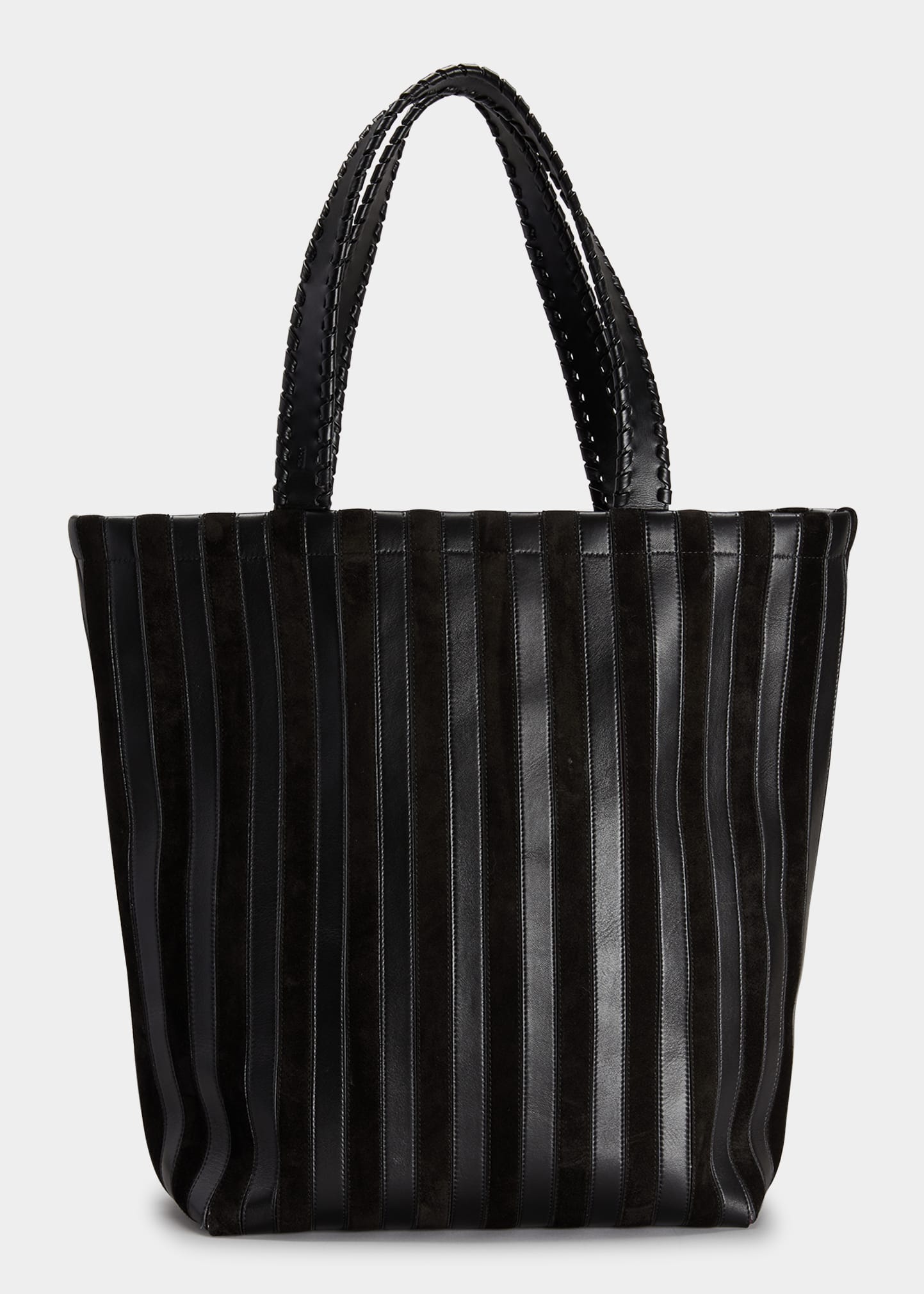 Nella Striped Mix Leather Tote Bag