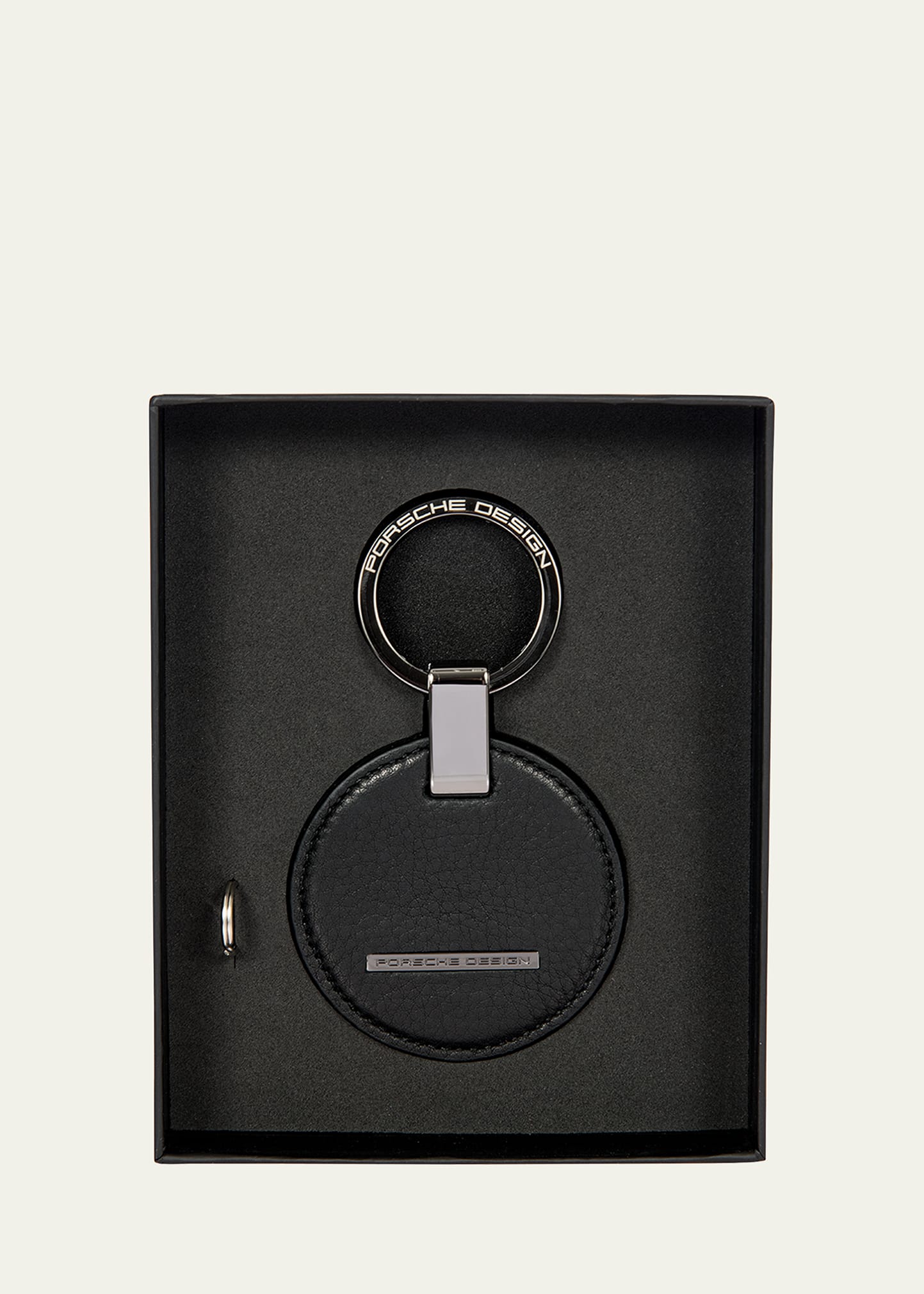 Porsche Design Men's Circle Leather Logo Keyring In Black