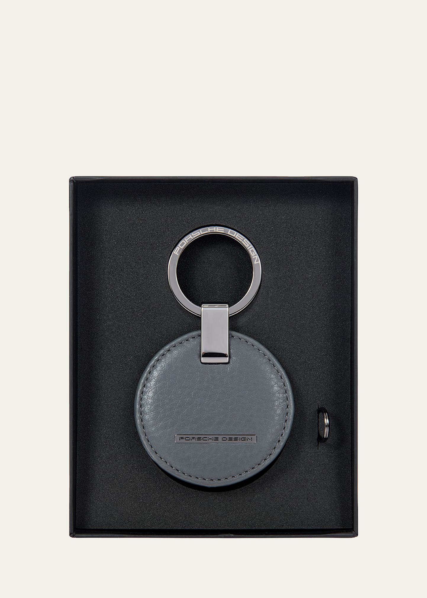 Porsche Design Men's Circle Leather Logo Keyring In Gray
