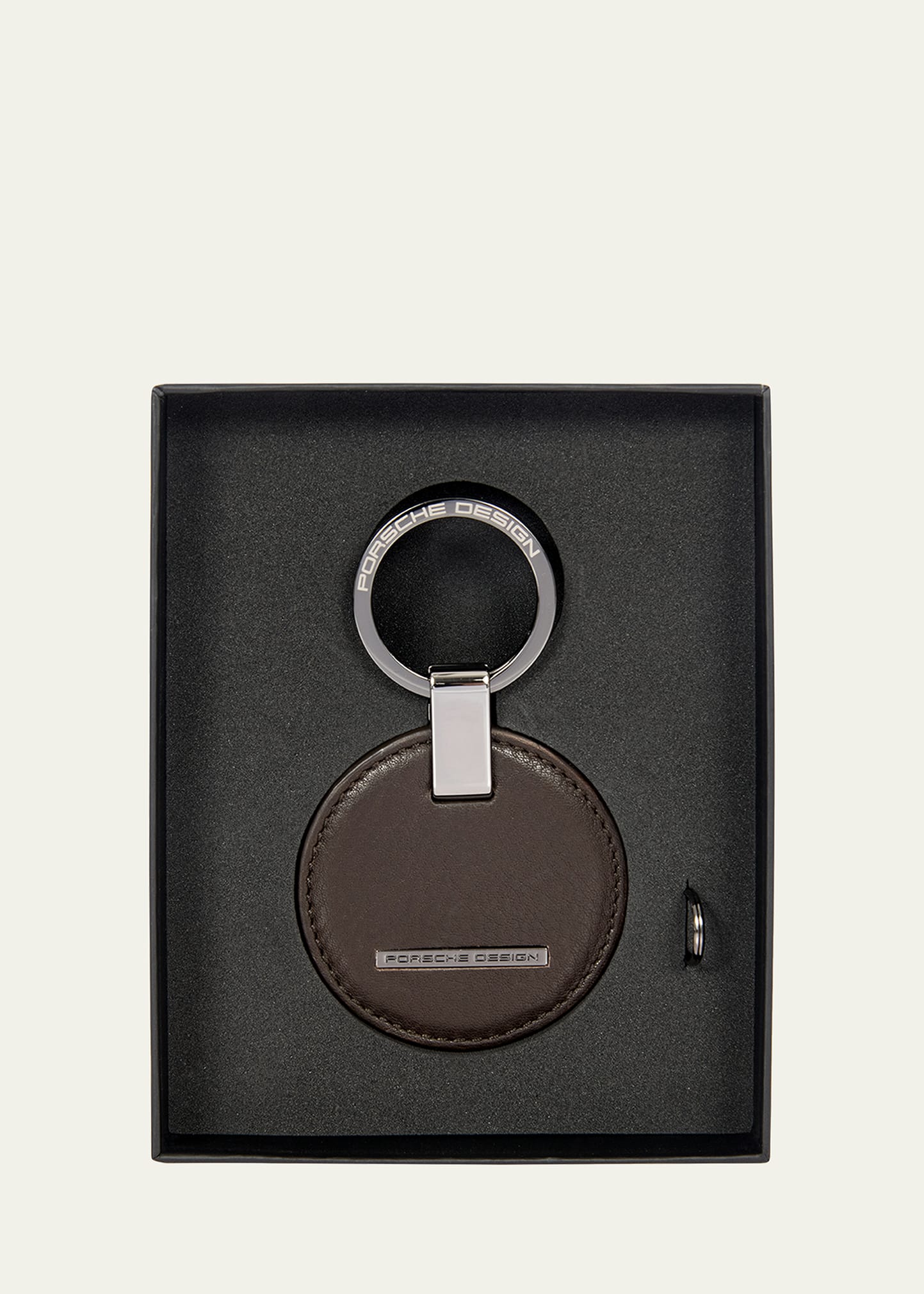 Shop Porsche Design Men's Circle Leather Logo Keyring In Dark Brown