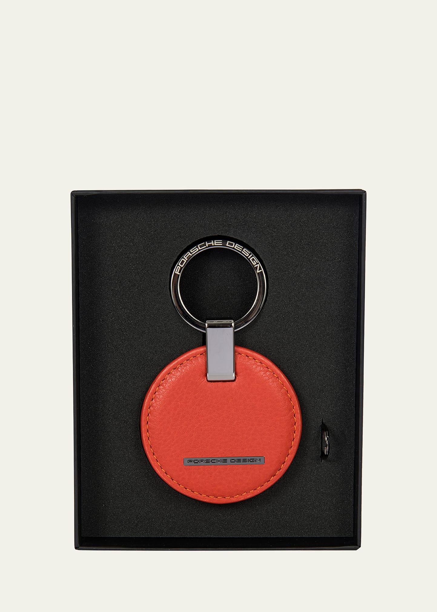 Shop Porsche Design Men's Circle Leather Logo Keyring In Lava Orange