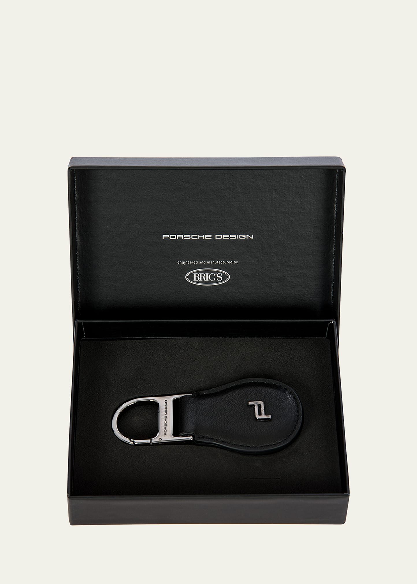 Shop Porsche Design Men's Pd-logo Leather Drop Keyring In Black