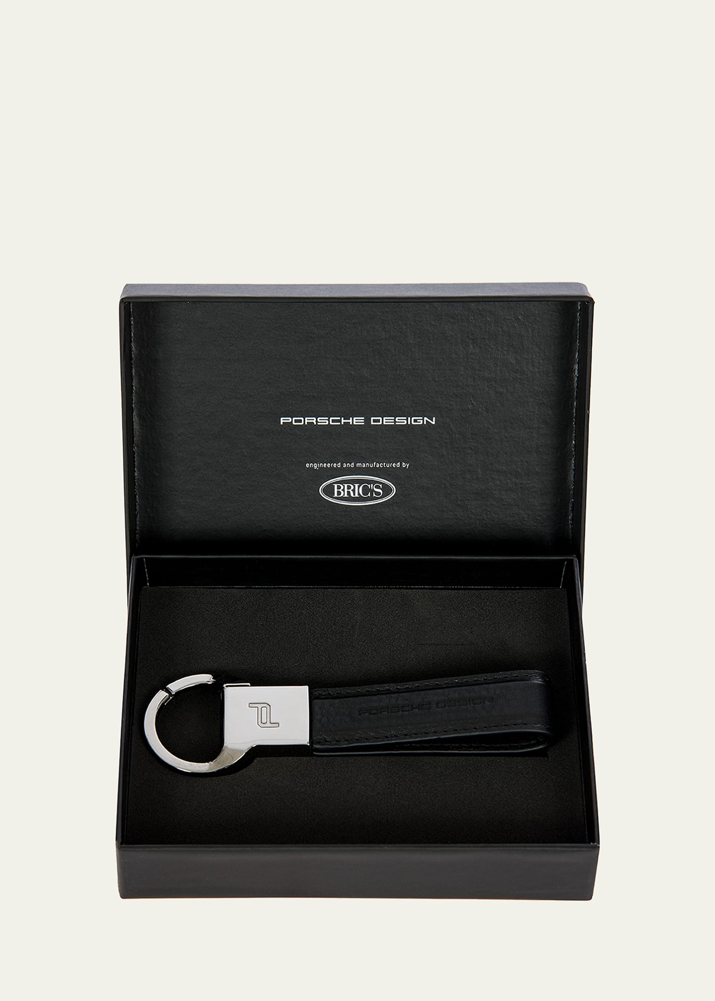 Shop Porsche Design Men's Leather Logo Loop Keyring In Black