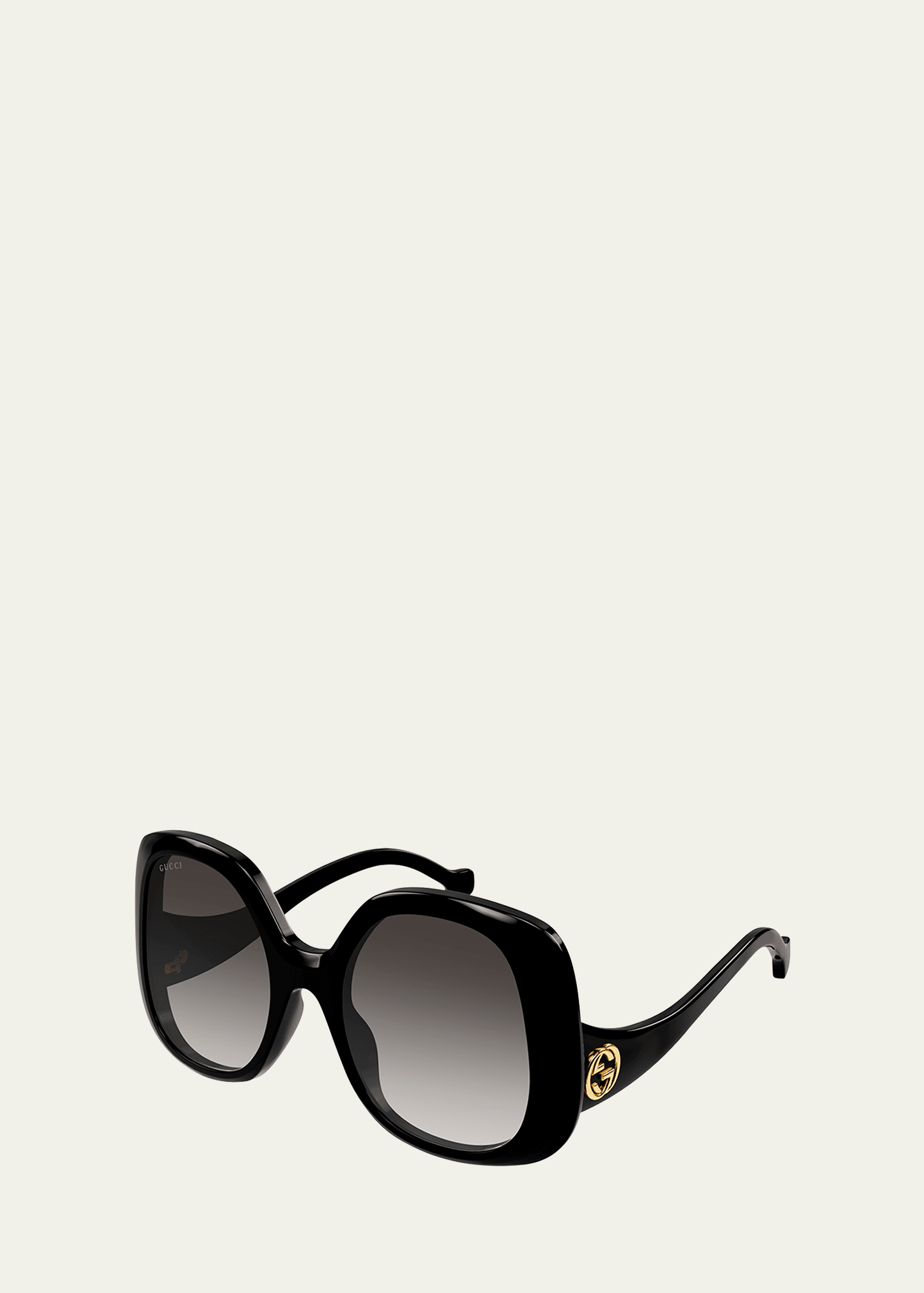 Shop Gucci Gg Oversized Round Injection Plastic Sunglasses In Black