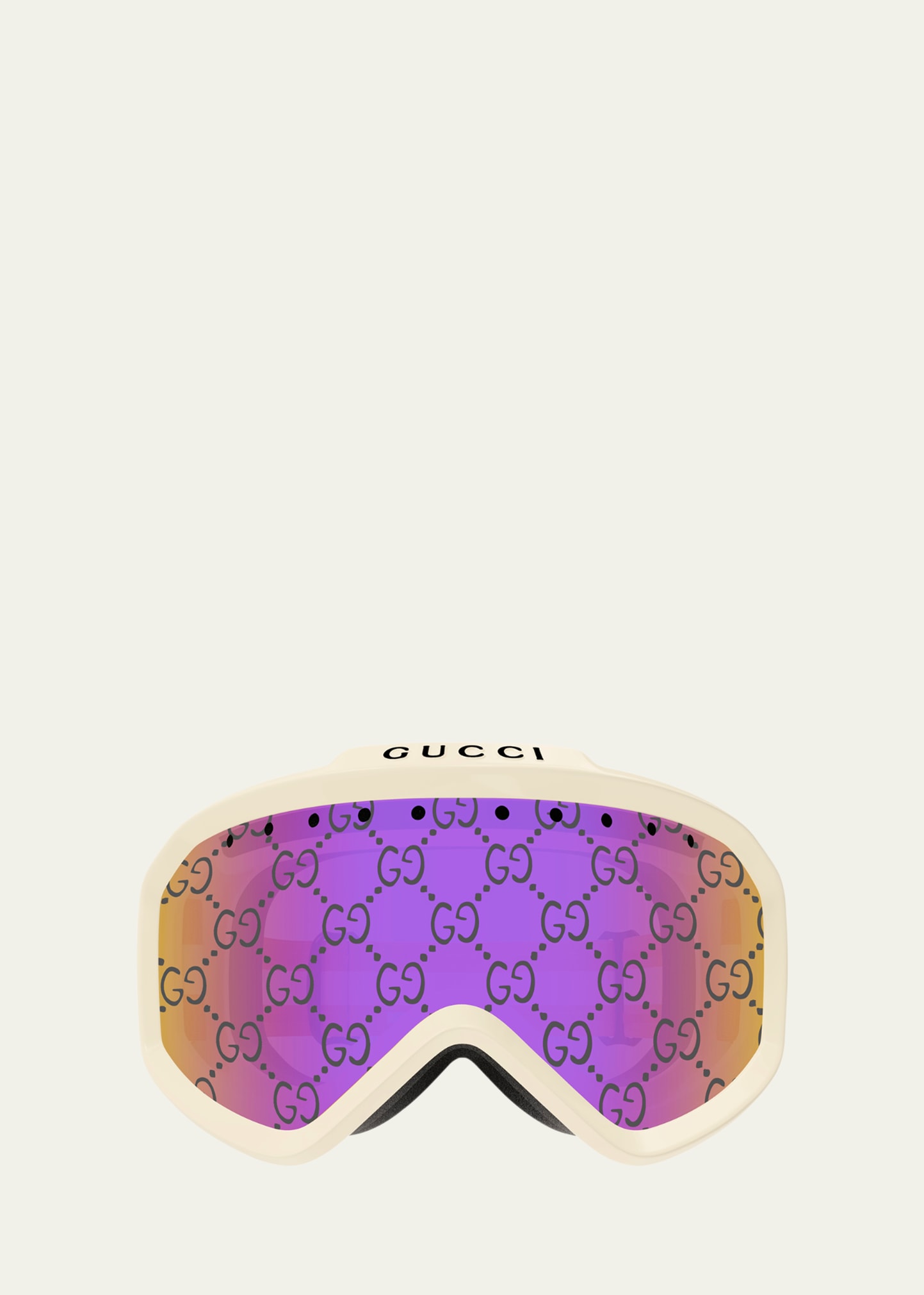 Shop Gucci Multicolor Logo Injection Plastic Shield Sunglasses In Ivory