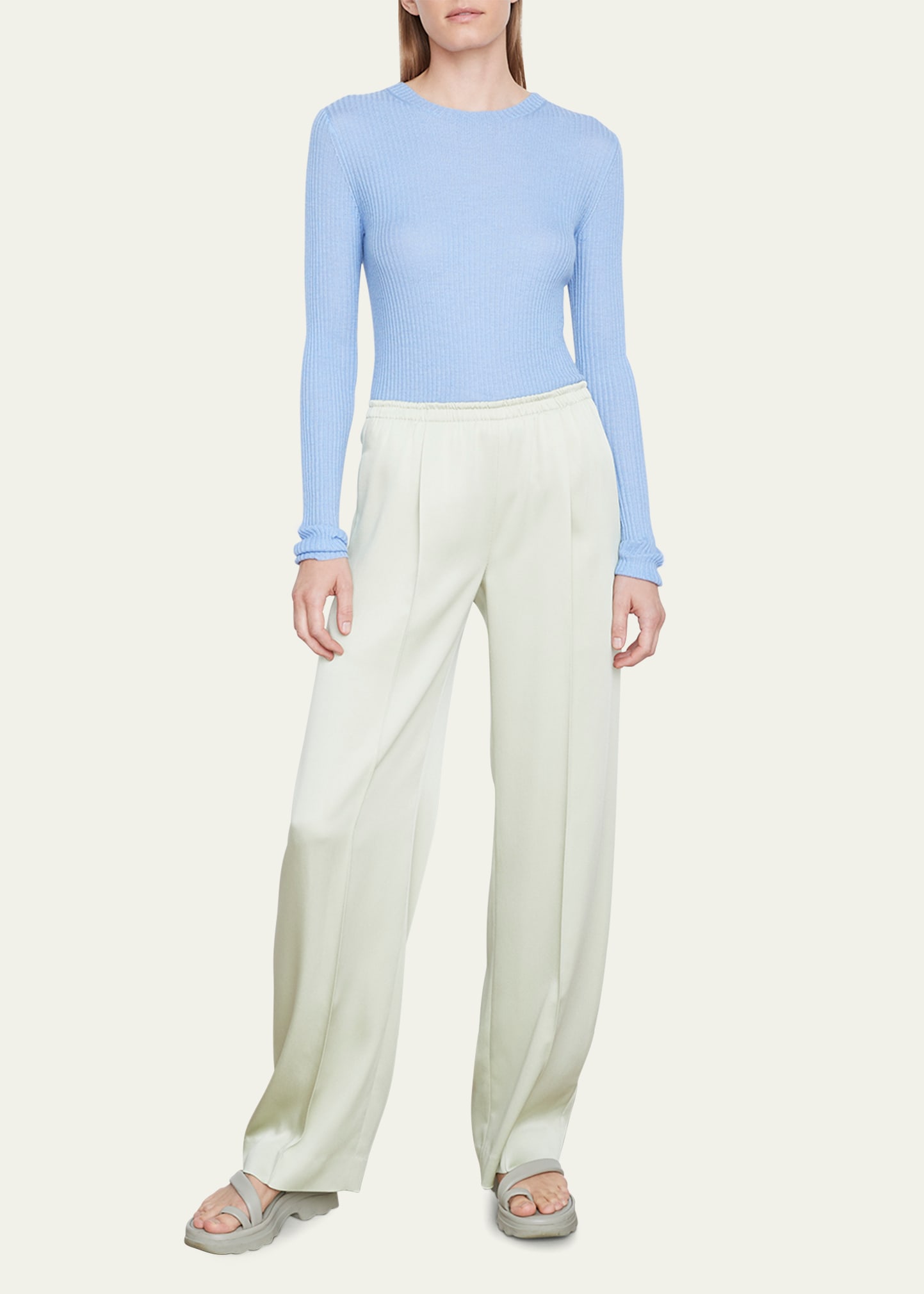 Vince Pull-on Satin Pants In Cacti