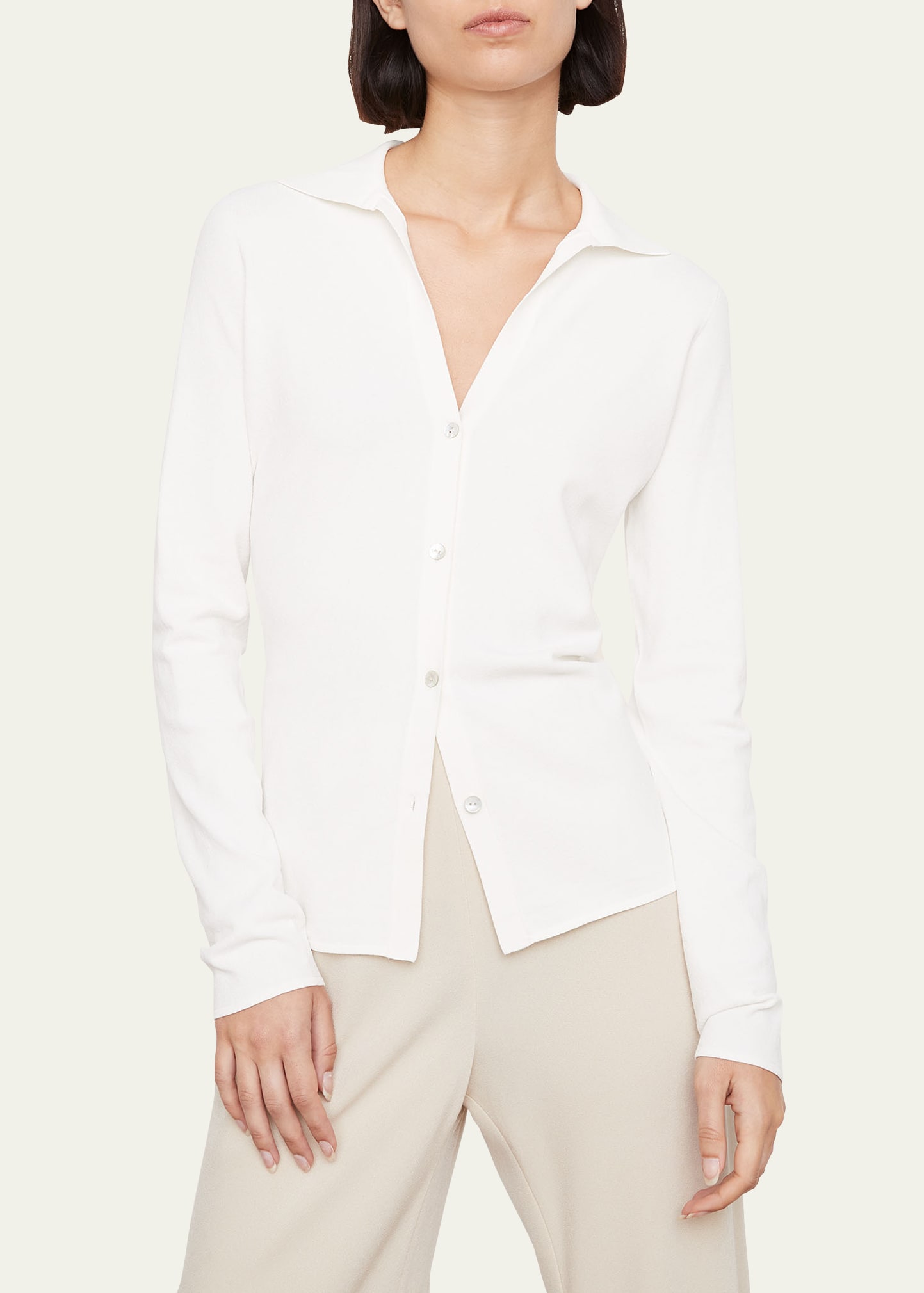 Vince Women's Collared Knit Button-front Cardigan In Off White