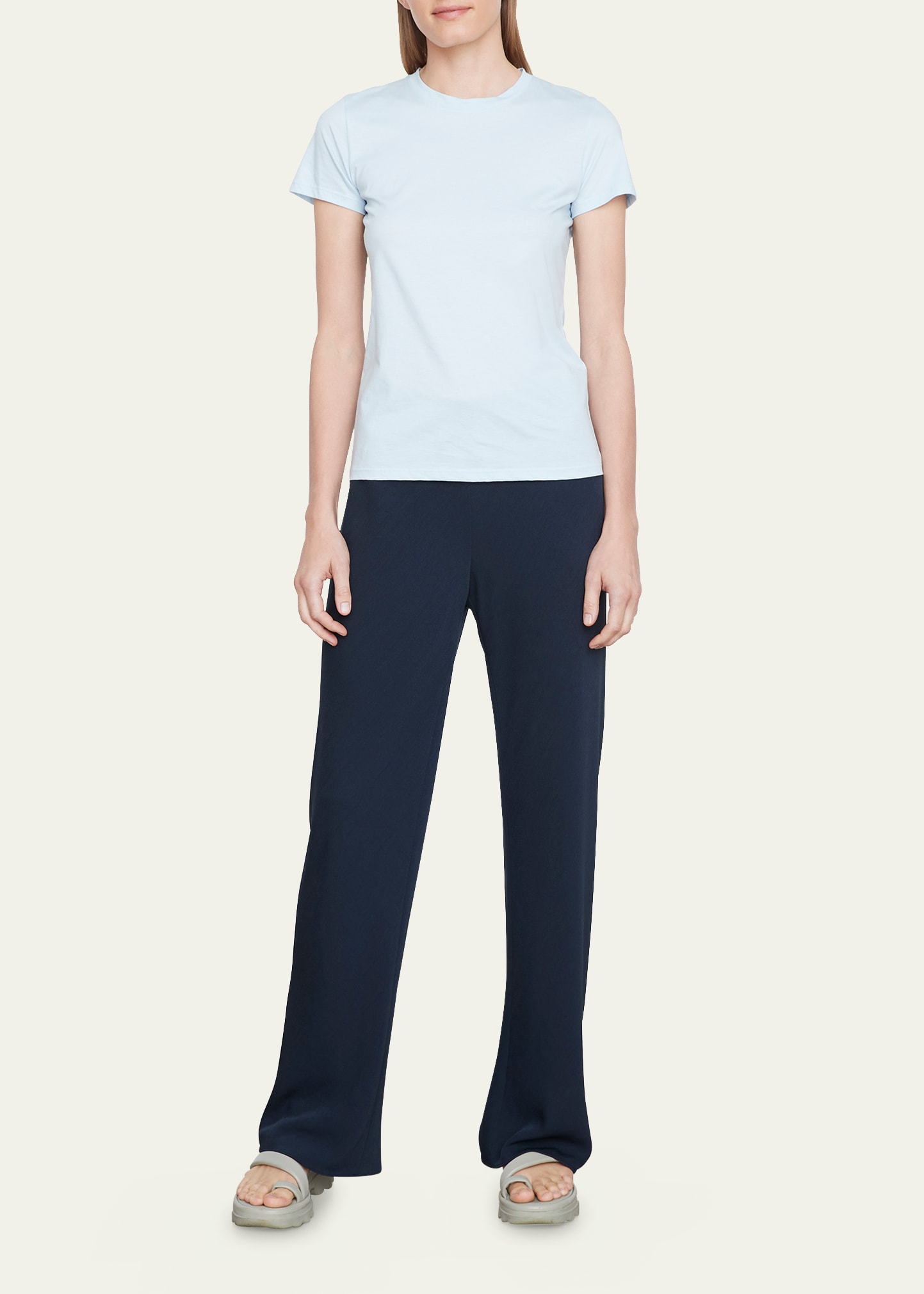 Vince Essential Crewneck Pima Cotton Tee In Sky