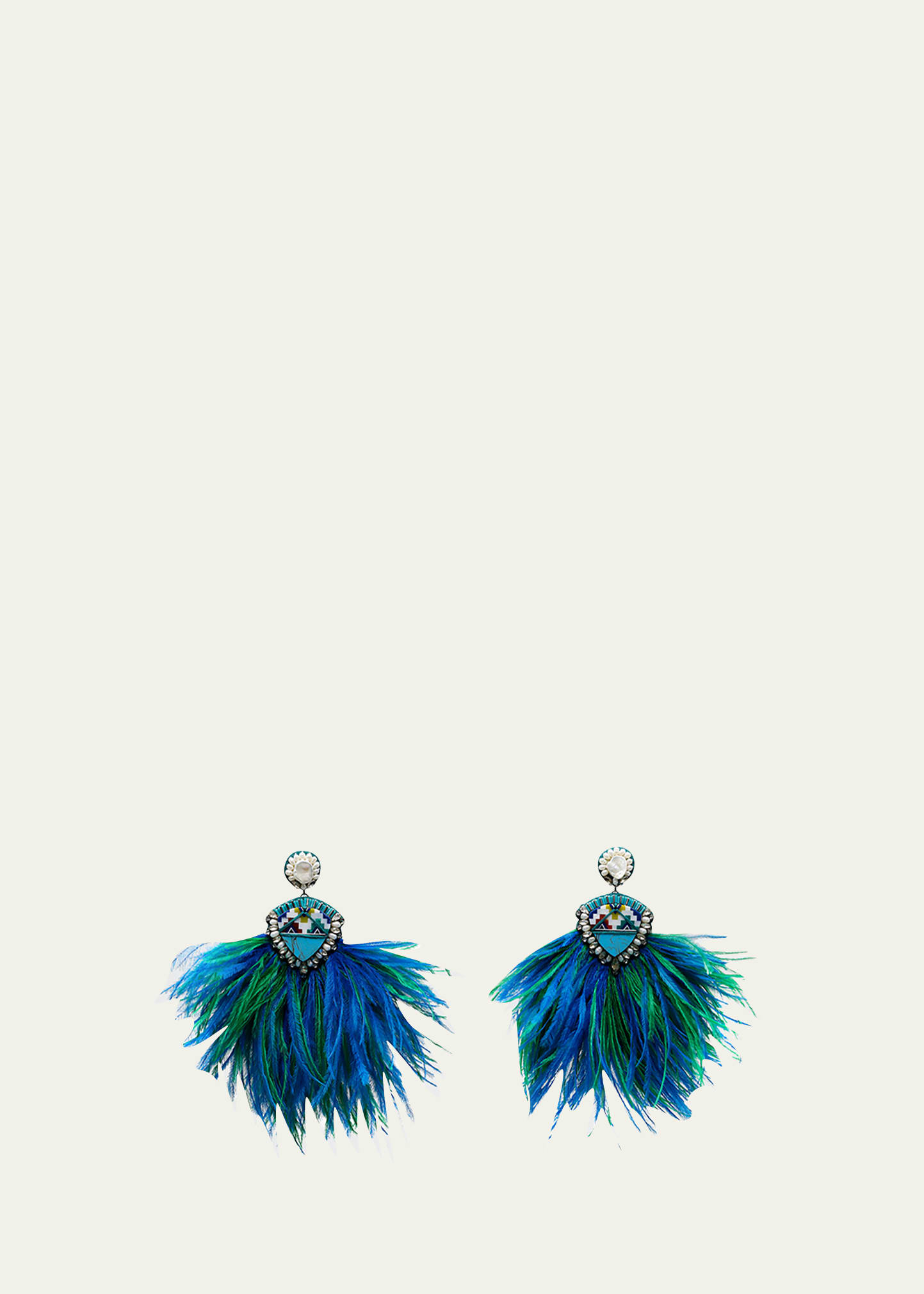 Feather Earrings with Beaded Tops