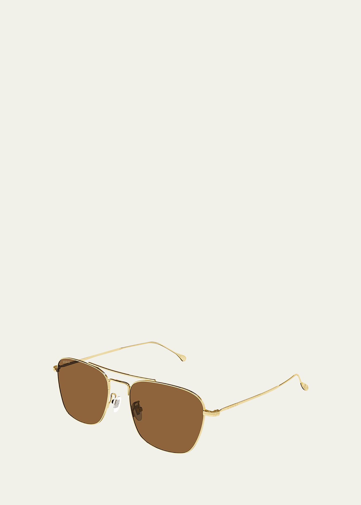 Gucci Men's Double-bridge Metal Rectangle Sunglasses In Shiny Endura Gold