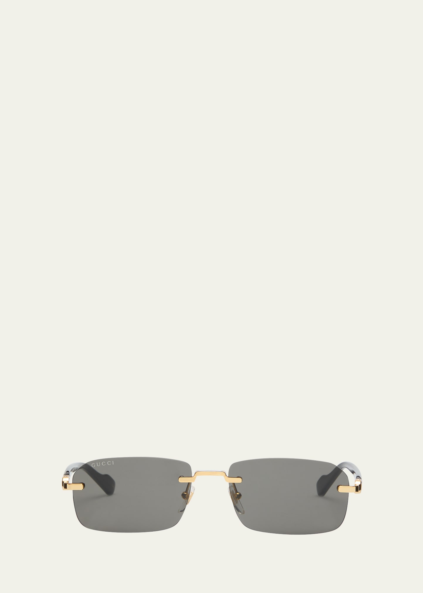 Gucci 125th Street Rimless 56mm Rectangular Sunglasses In Gold/green