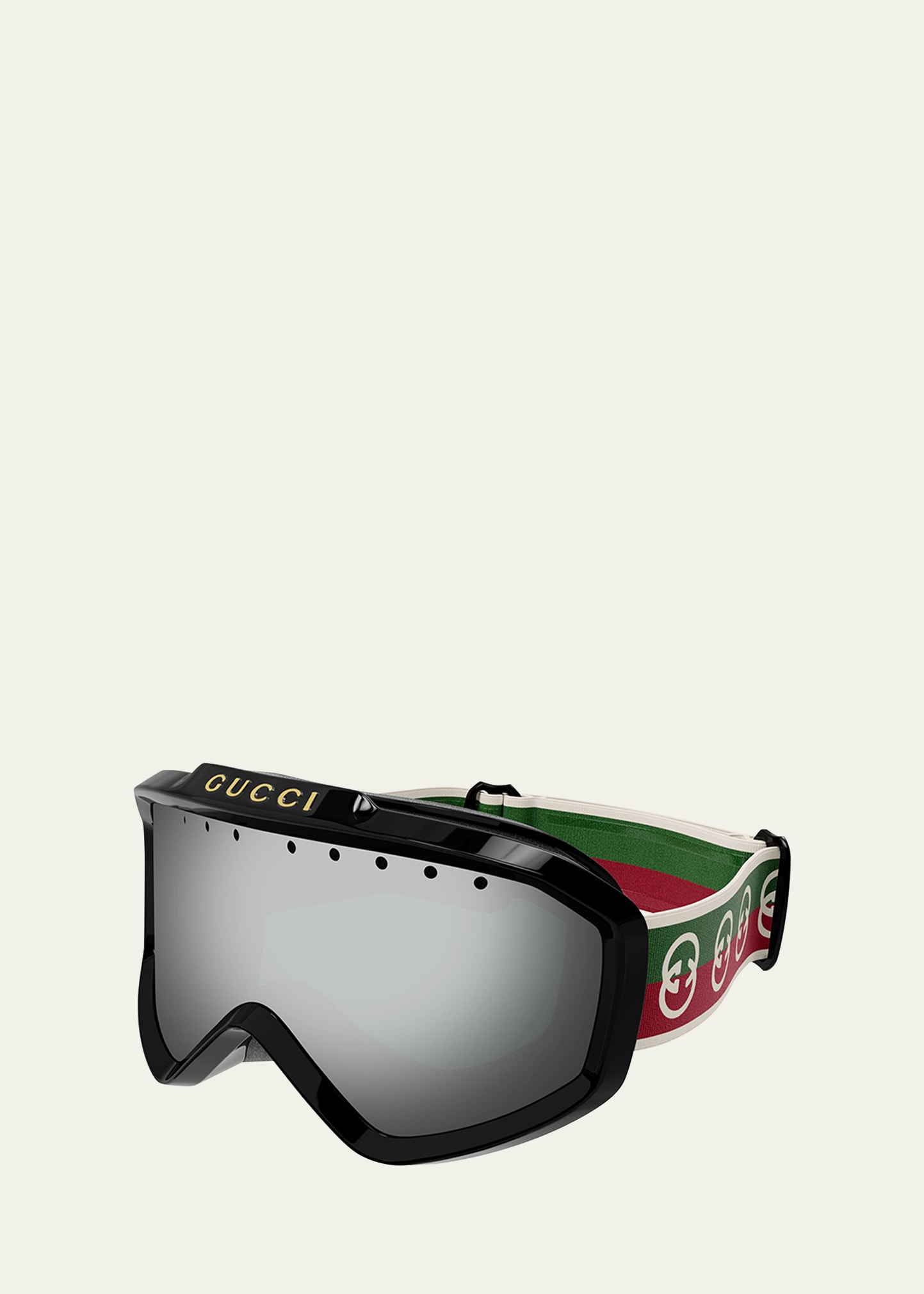 Gucci Mirrored Mask Injection Ski Goggles In Shiny Black Copy
