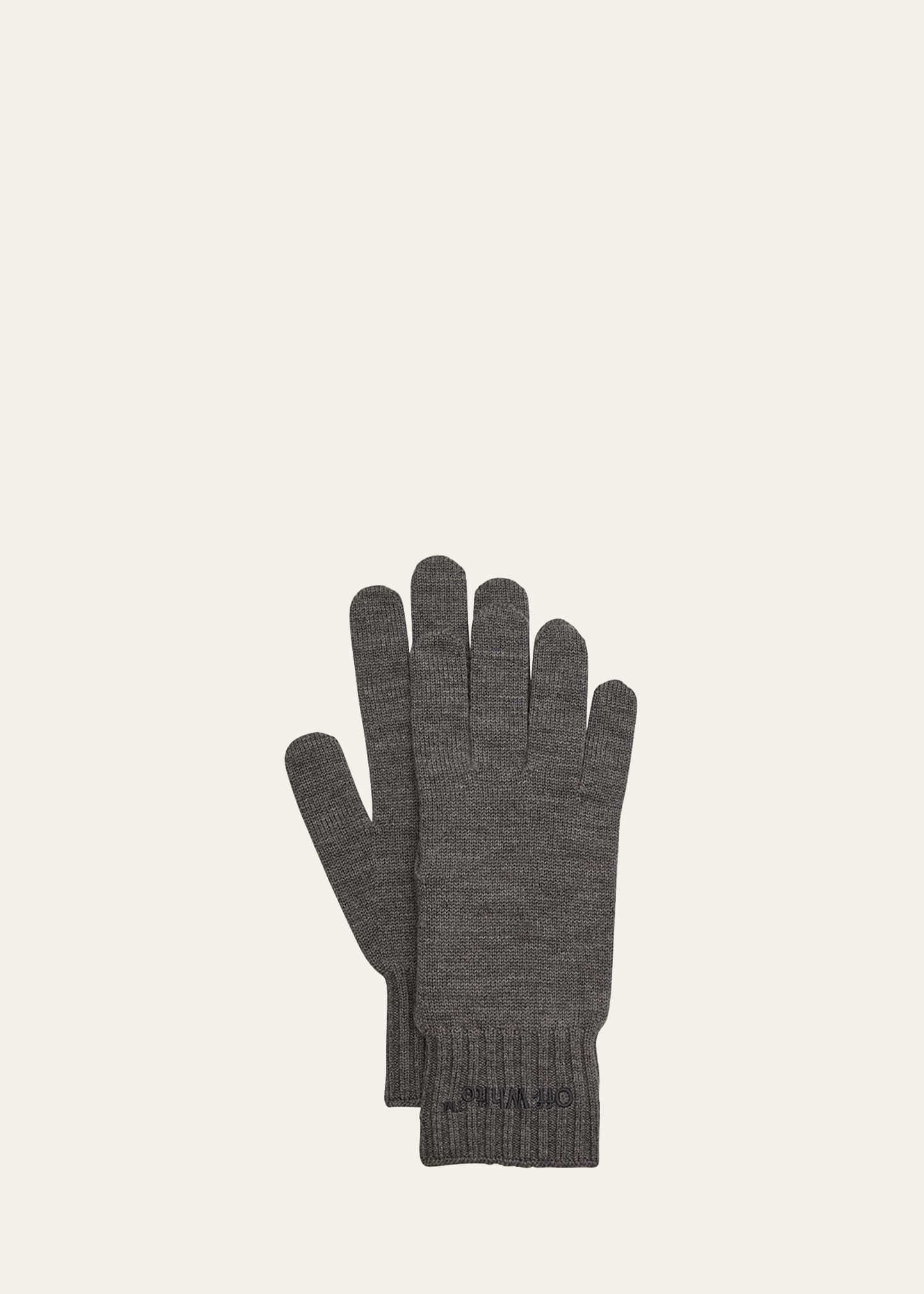 Off-white Men's Helvet Knit Gloves In Medium Grey